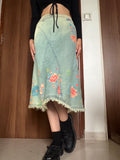 Floral colourful denim skirt(28 inch)