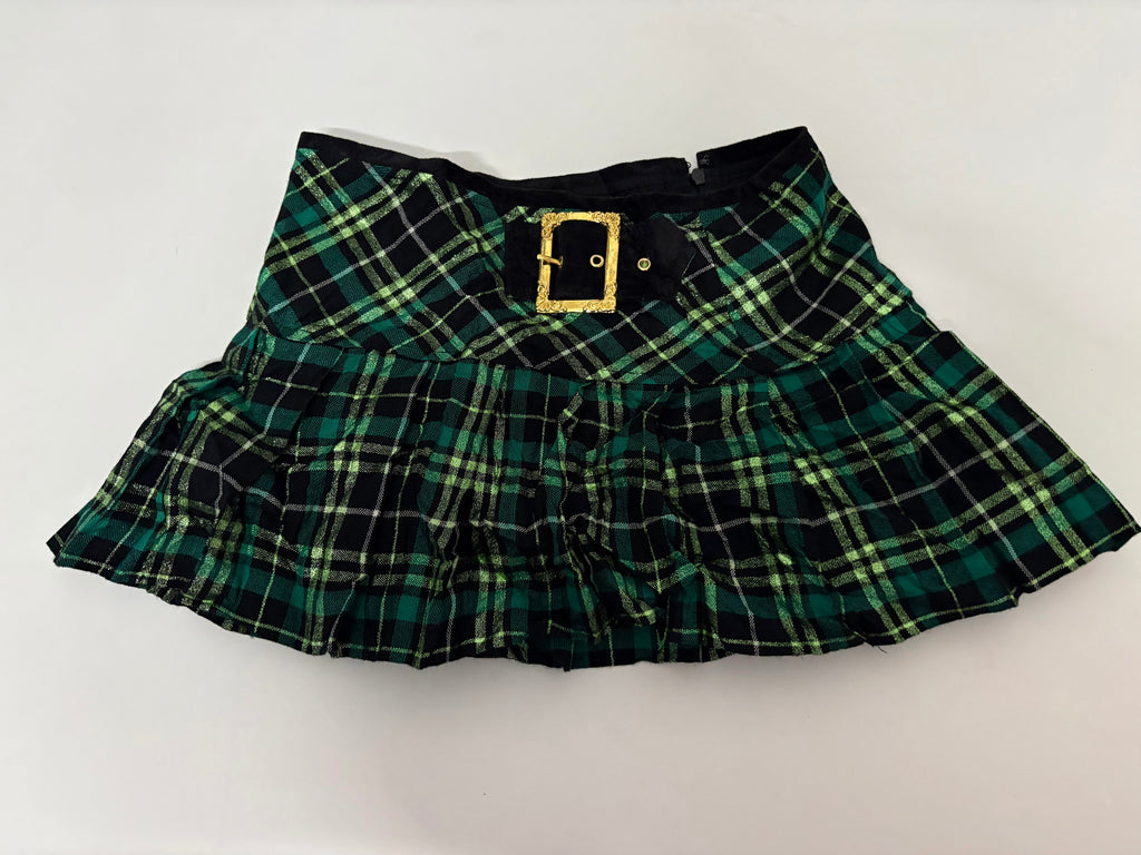 green plaid mini skirt (26-28inch)