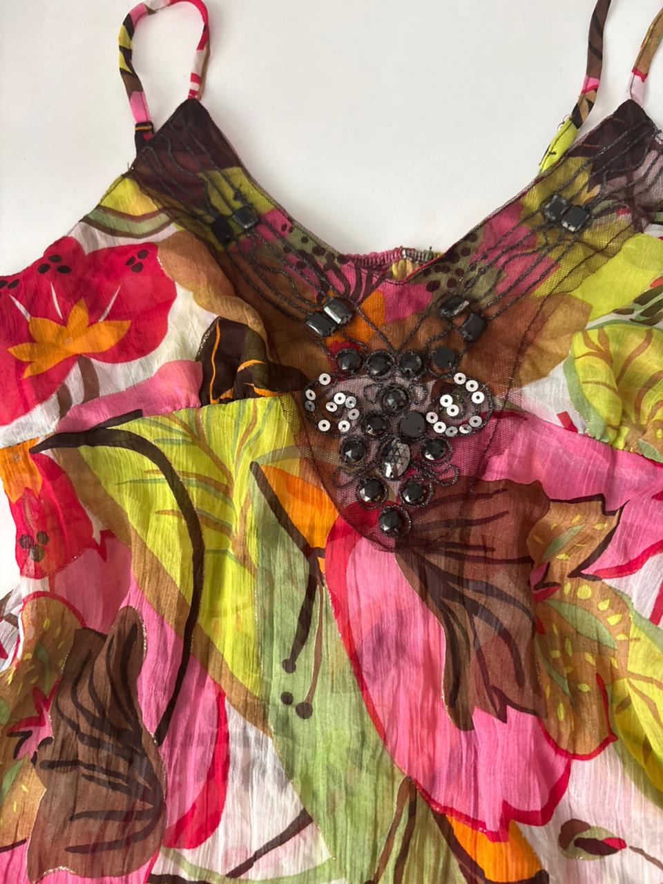 Beaded floral colourful top(30-32 inch)