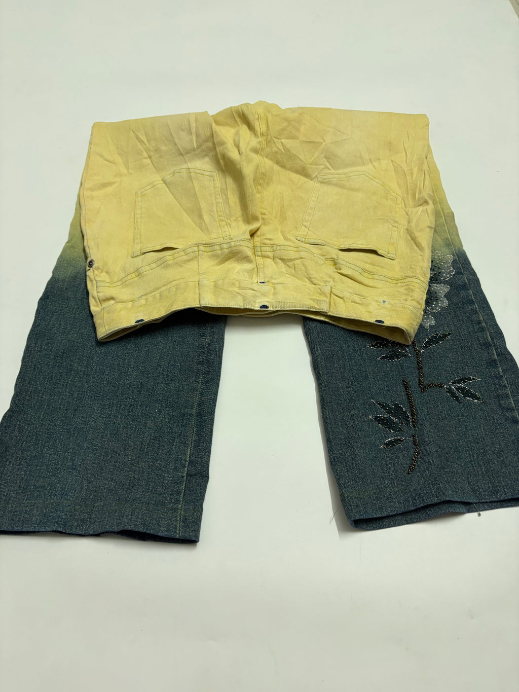 anemia yellow ombré beaded jeans (30inch)