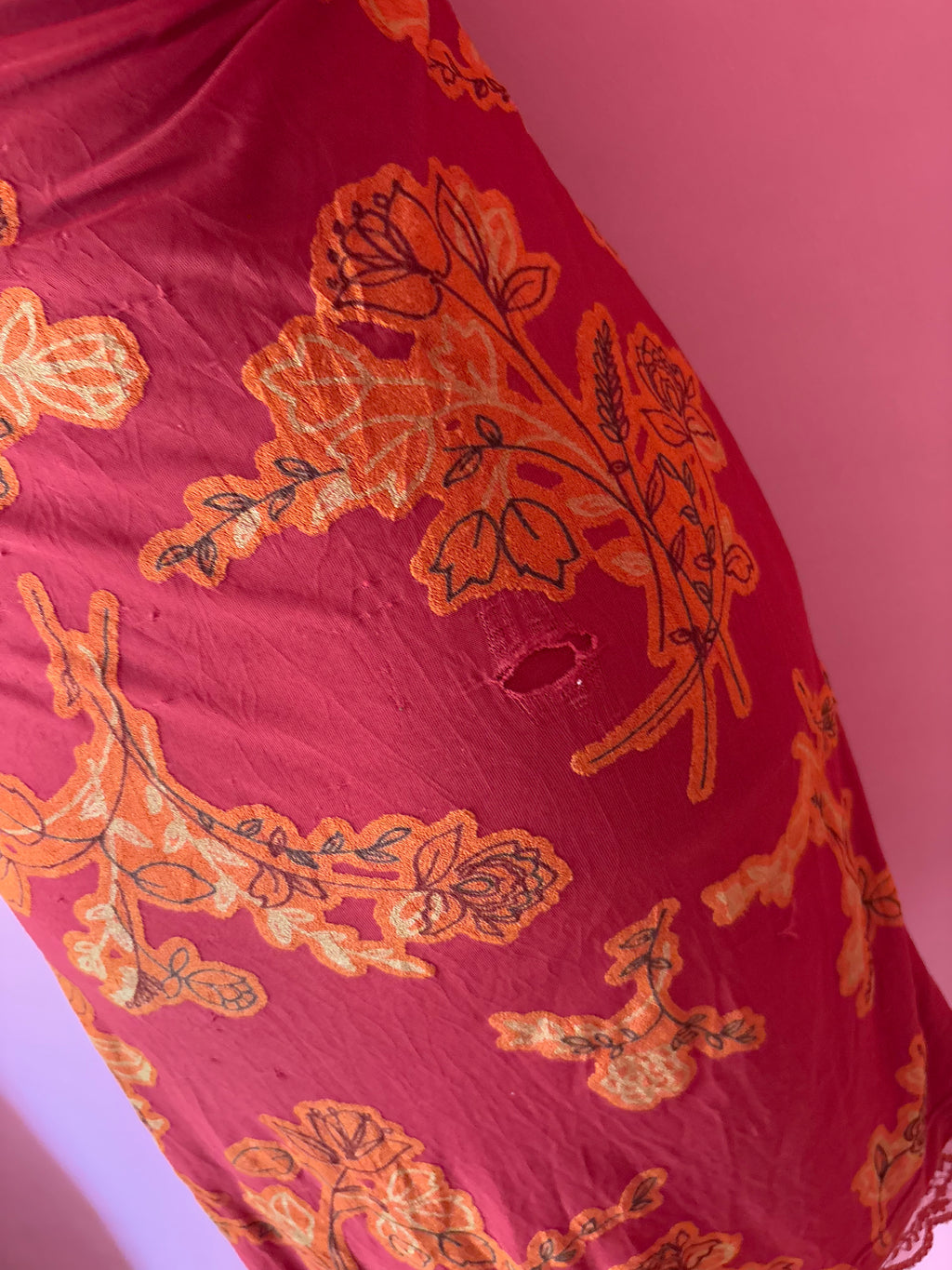 PINK Orange&red floral dress(34-38inch)
