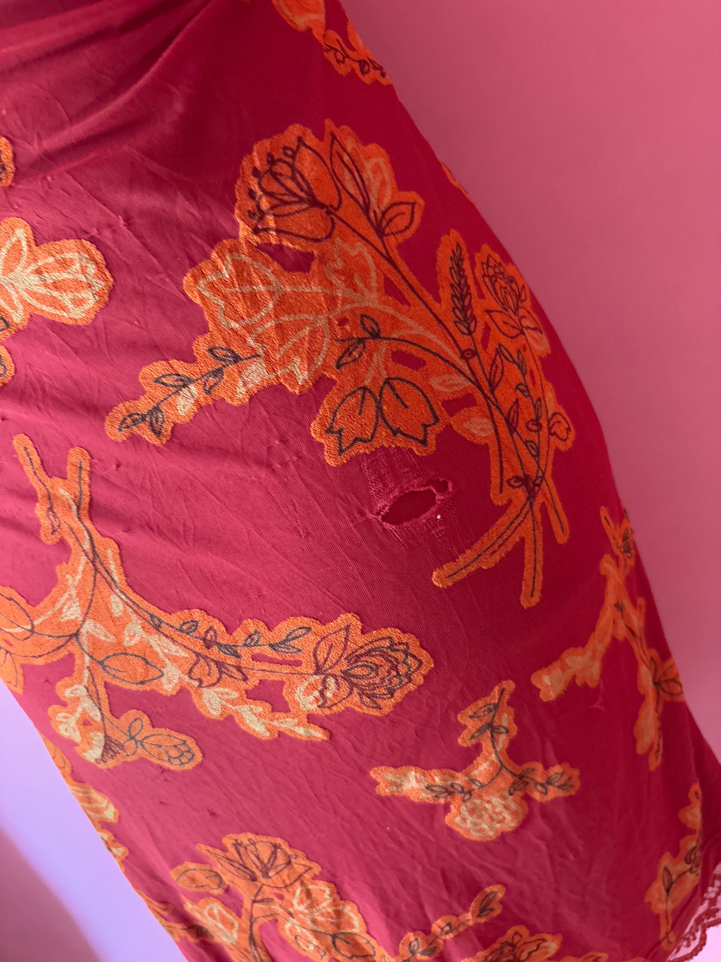 PINK Orange&red floral dress(34-38inch)