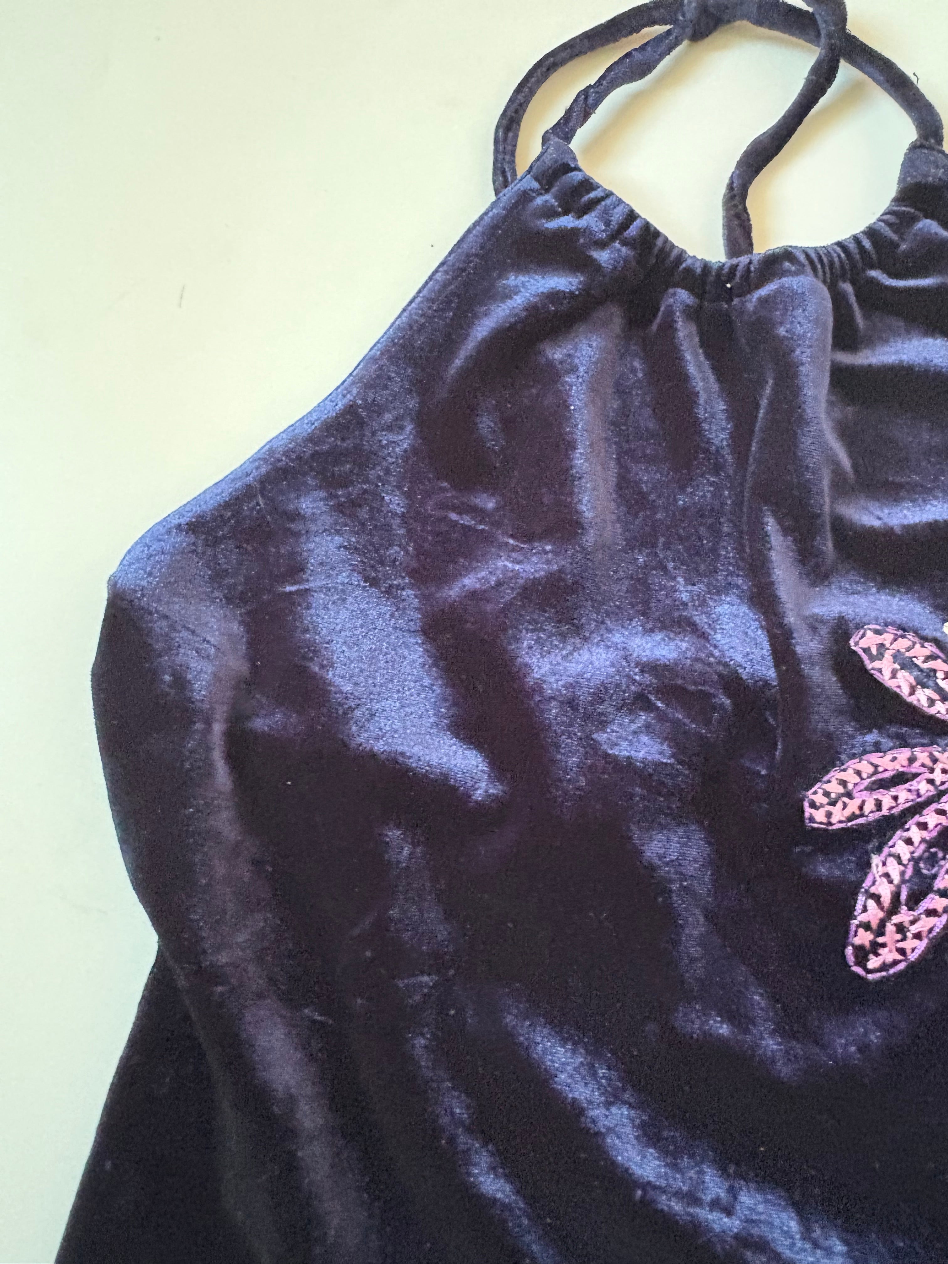NEXT blue velvet flower top(36-38inch)