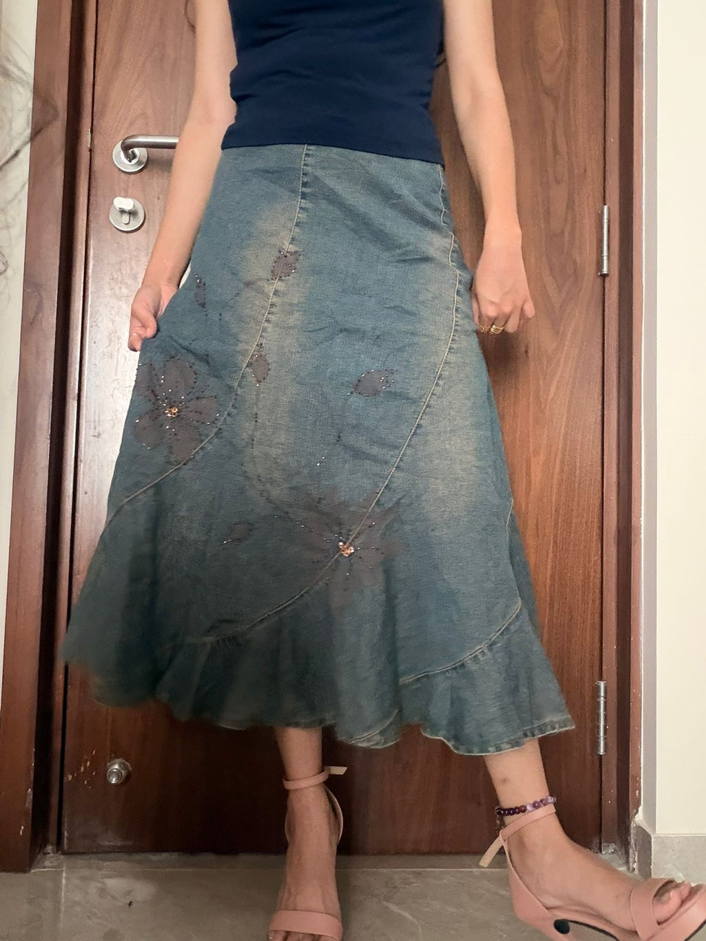 Floral beaded skirt(36 inch)