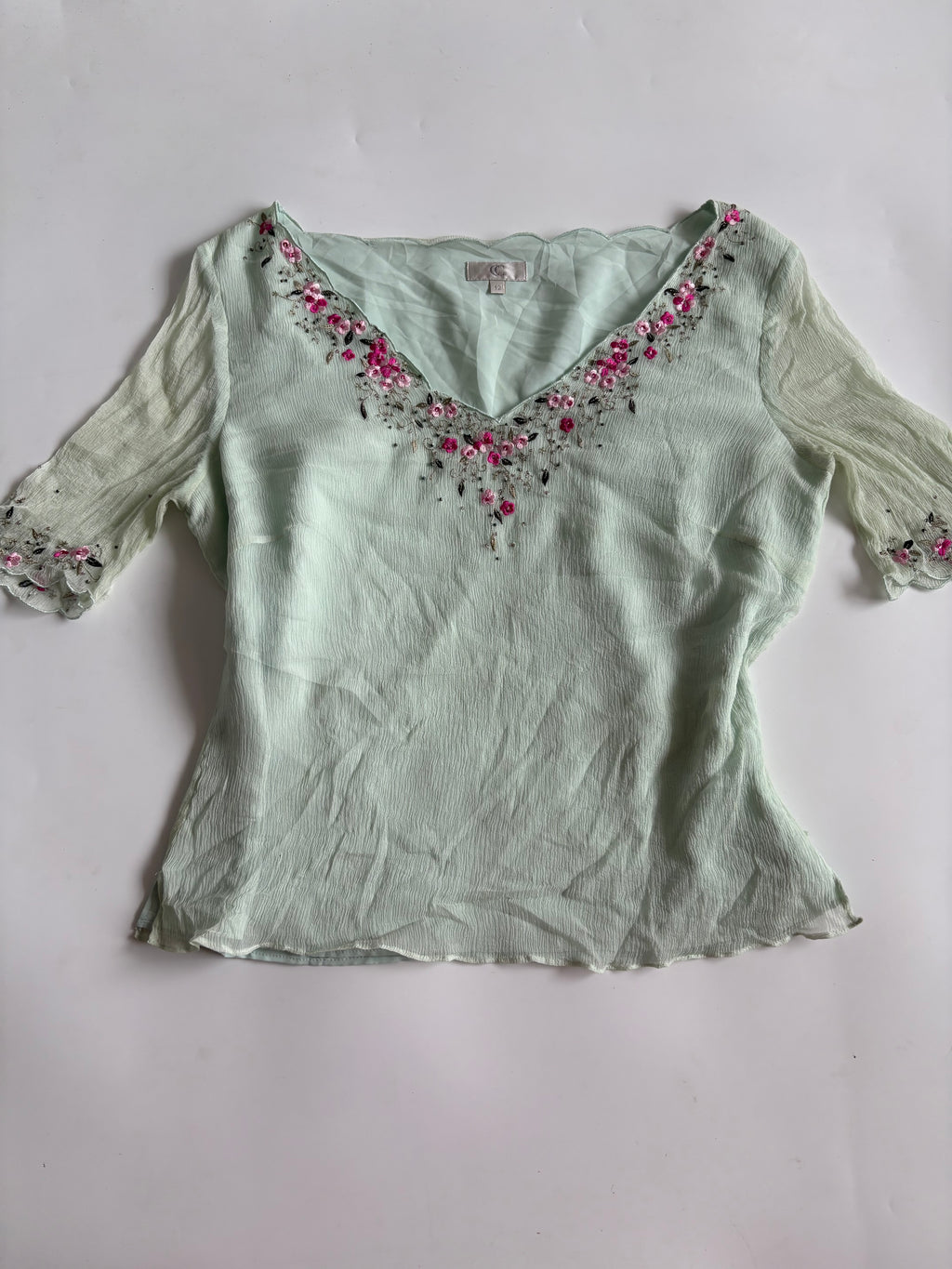 fairy v neck green top (40inch)