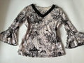 bell sleeves v neck white top (38-40inch)