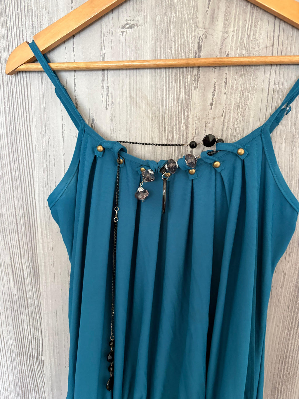 Blue beaded beachy dress(32 inch)