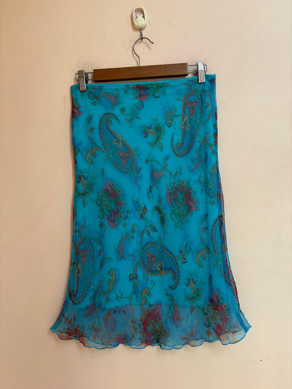 Sky blue floral skirt(28-32 inch)