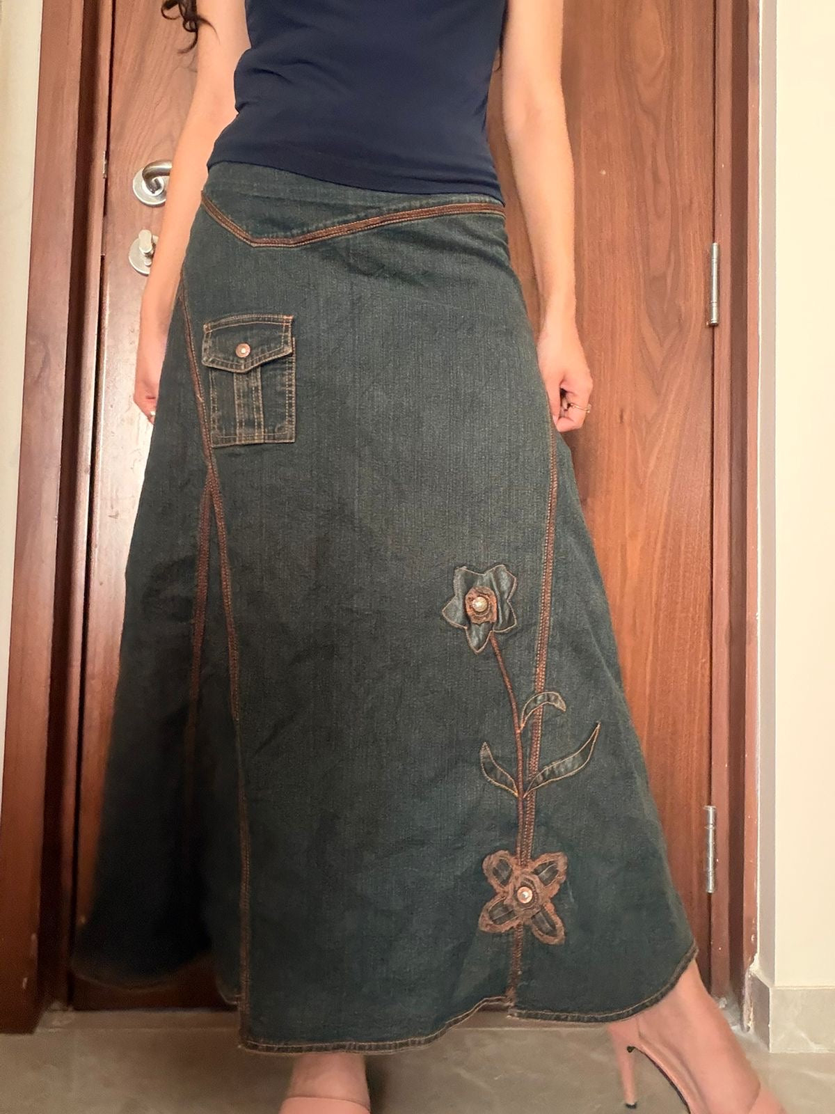 Cargo styled floral skirt(34 inch)
