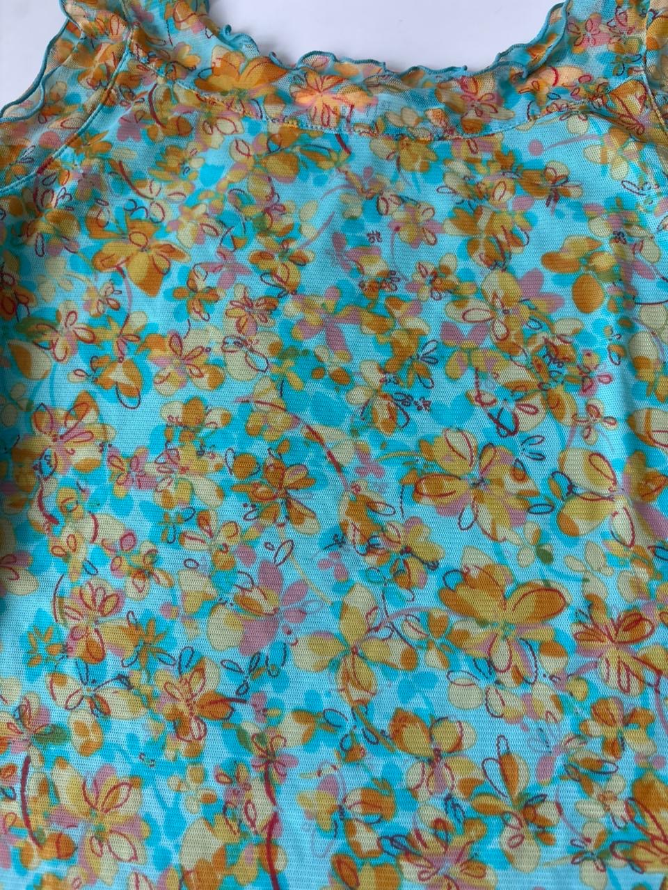 Floral blue/teal top(38-40 inch)