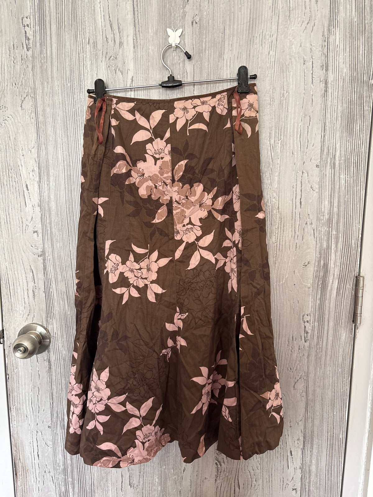 monsoon brown floral skirt (36inch)