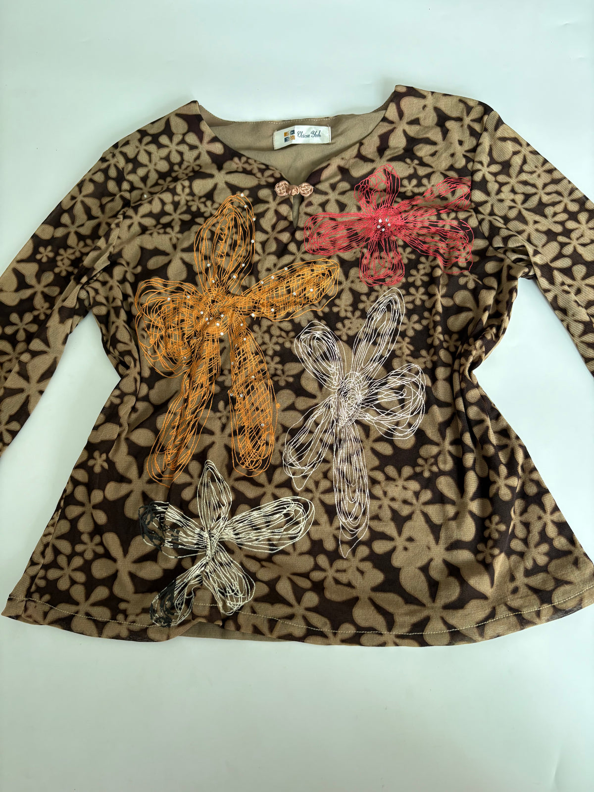 CHIAU YUH brown floral top(40-44 inch)