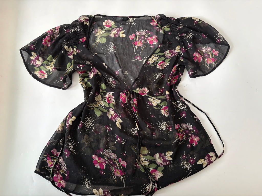 Black floral colourful top(38-40 inch)