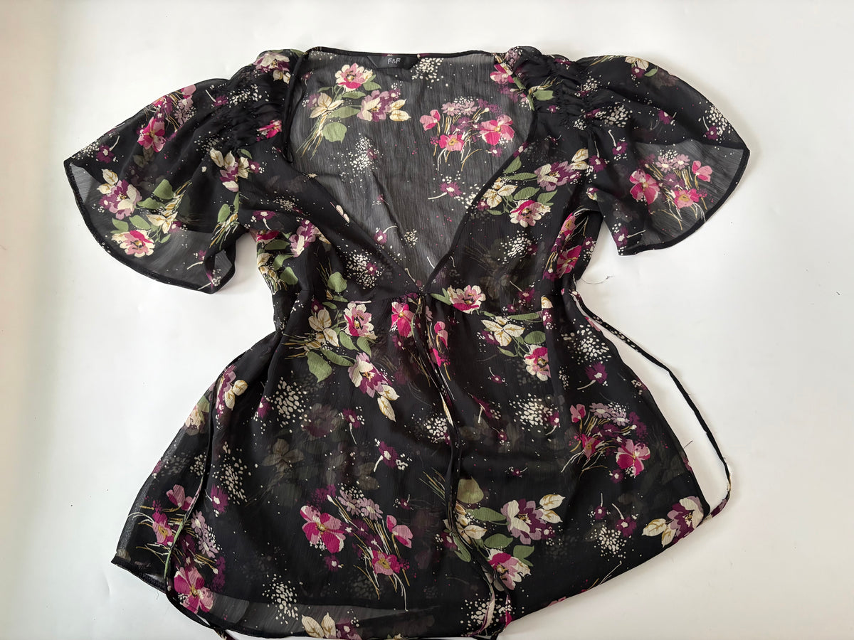 Black floral colourful top(38-40 inch)