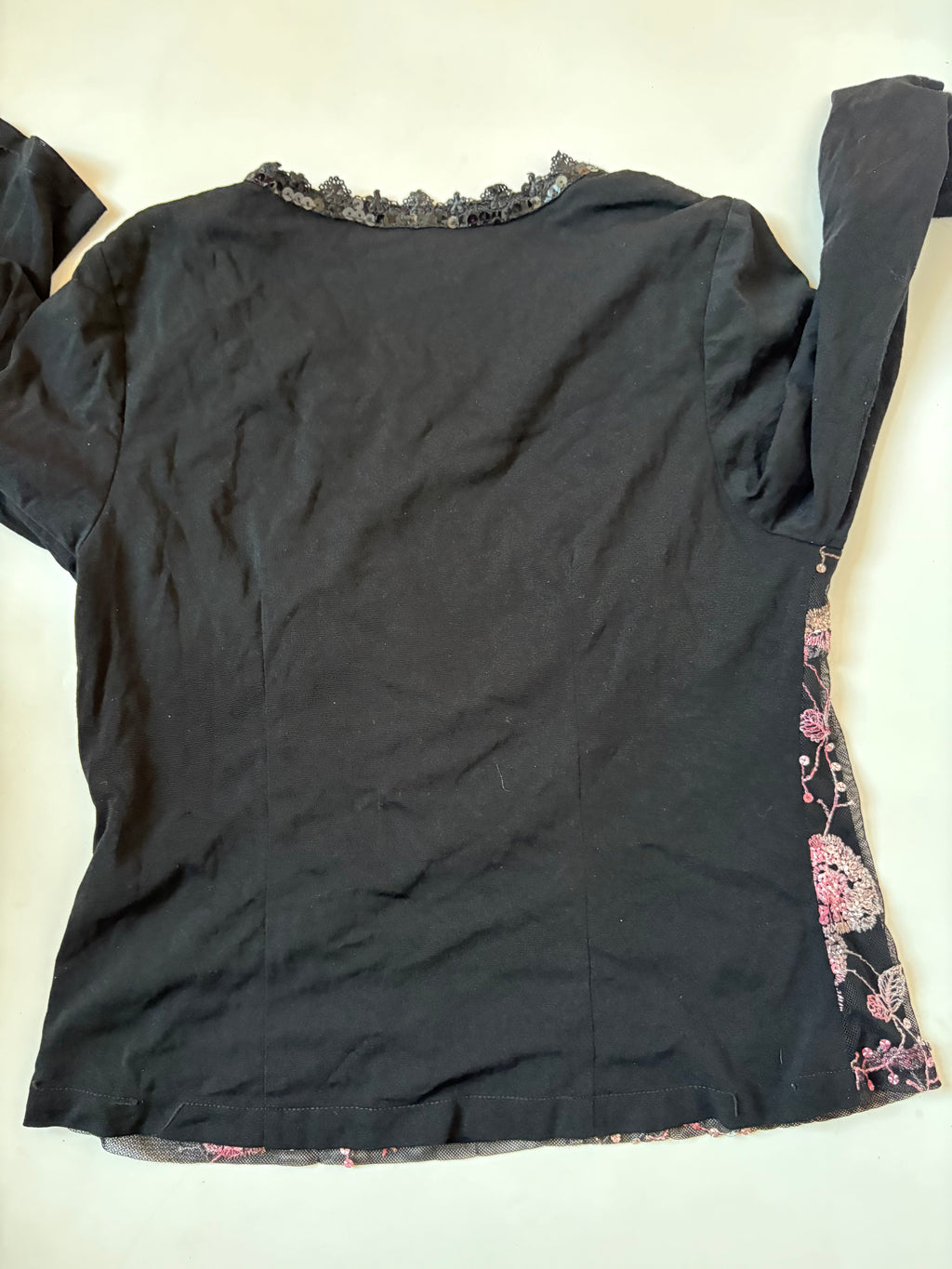 Beaded floral black top(34-42inch)