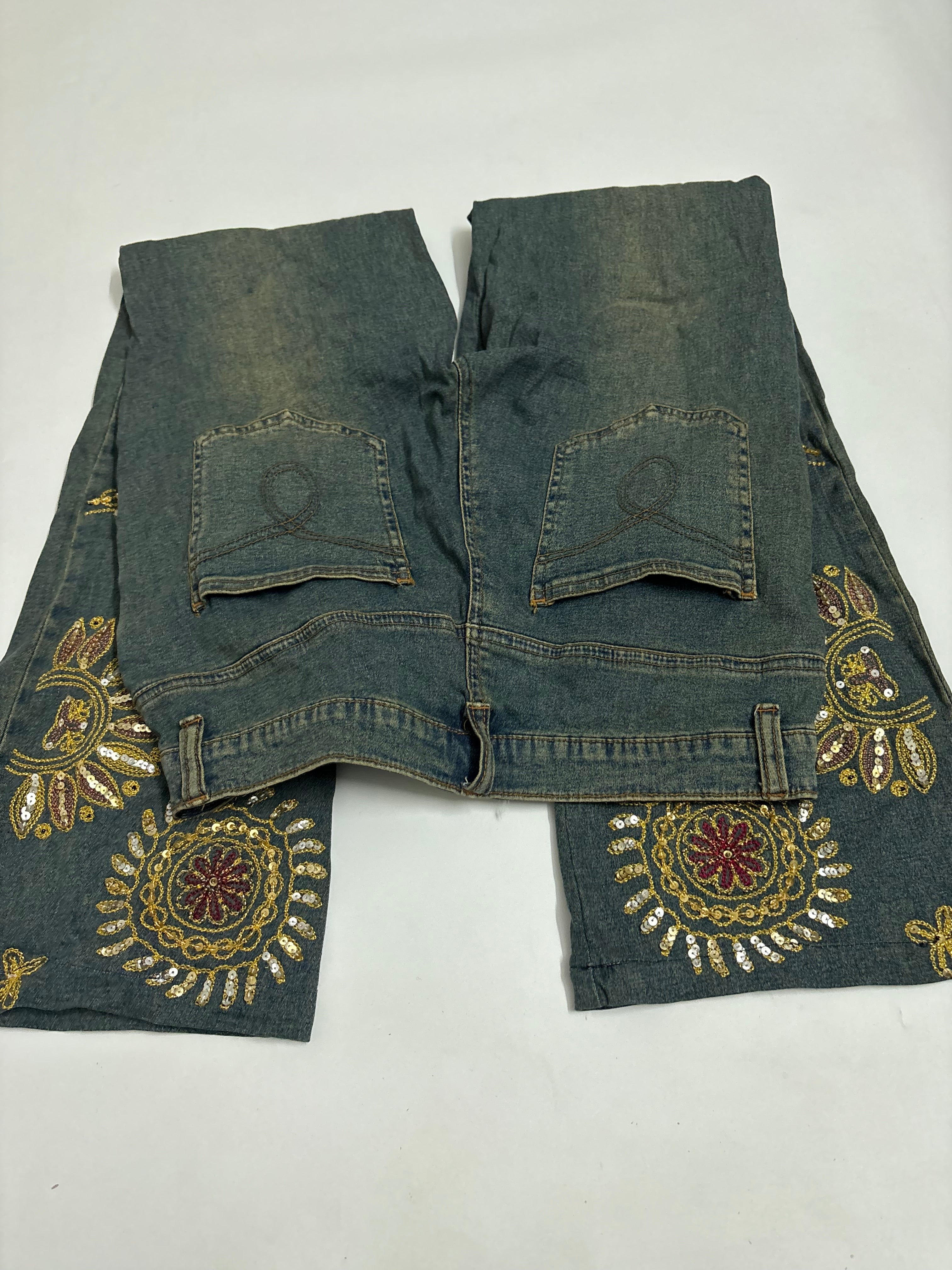 Bleu du nord shiny floral mid rise jeans(30 inch)