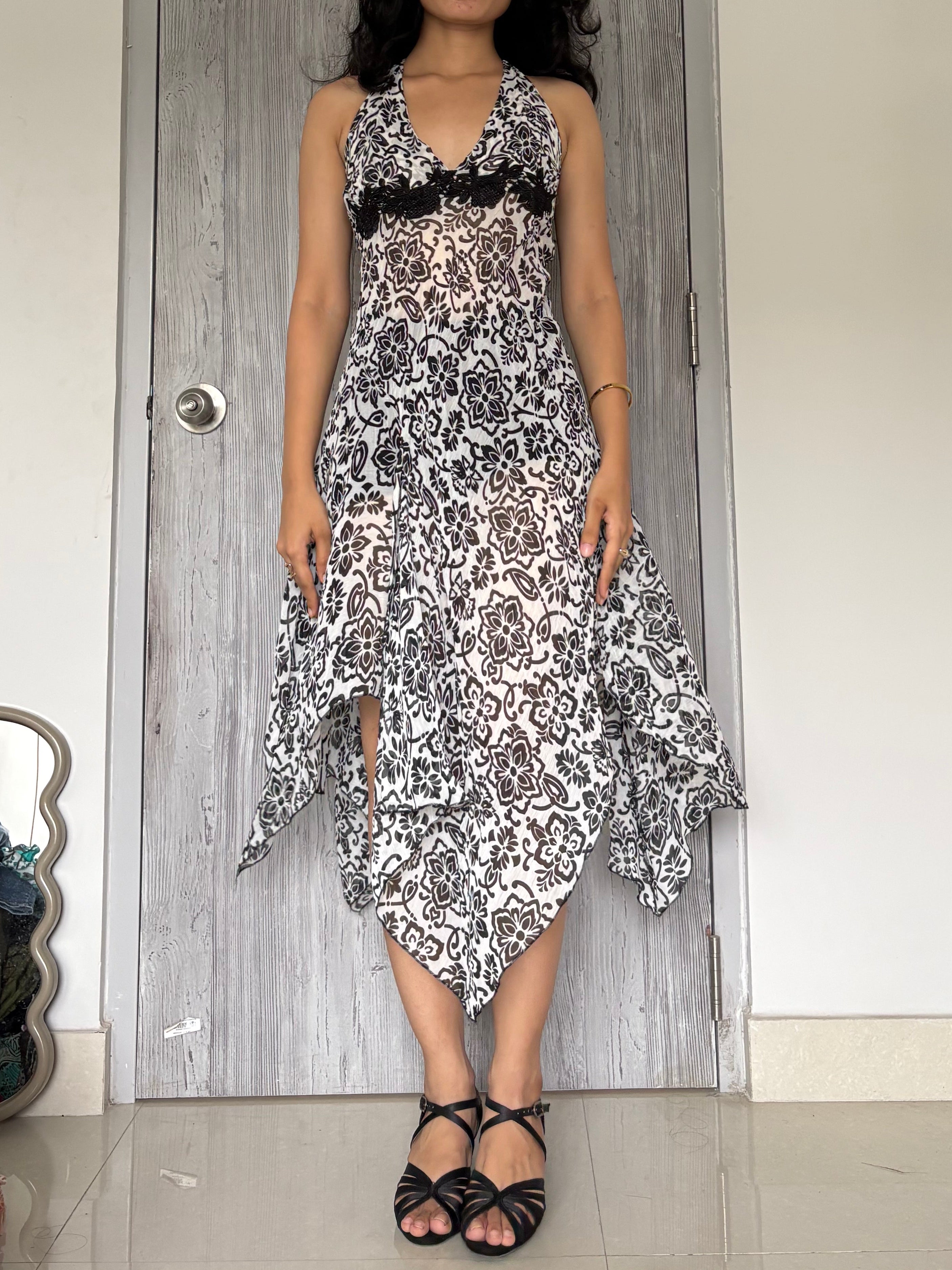 asymmetrical black halter neck (36-38inch)