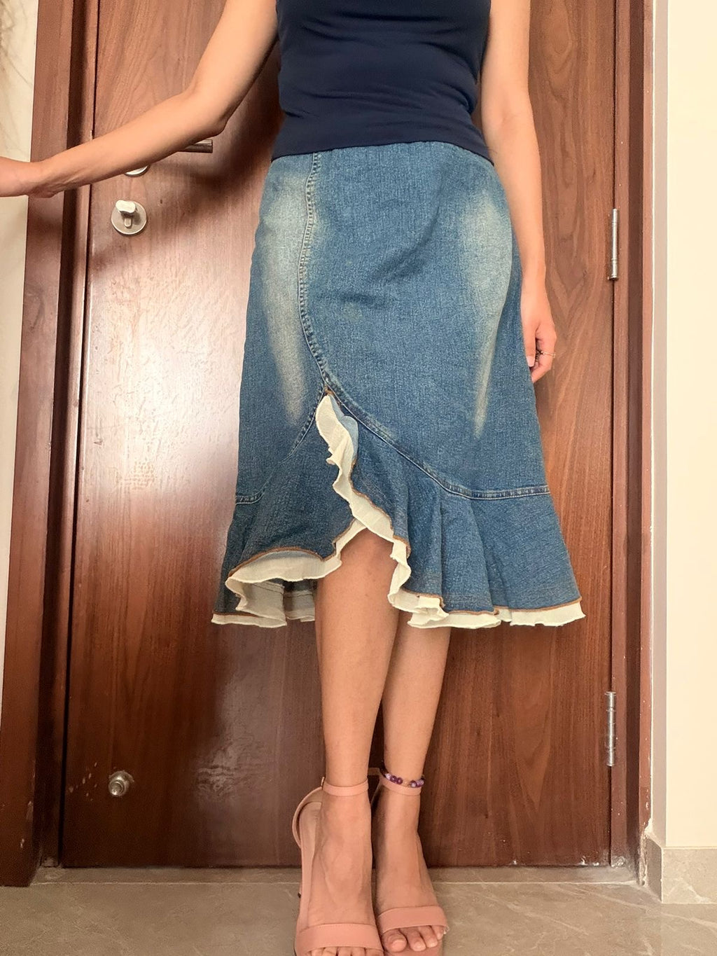Ruffle side way skirt(30 inch)