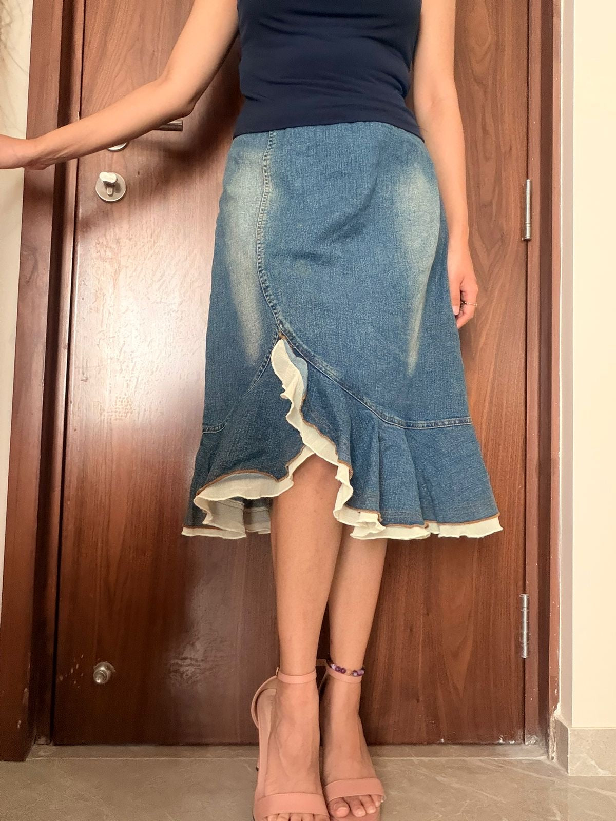 Ruffle side way skirt(30 inch)