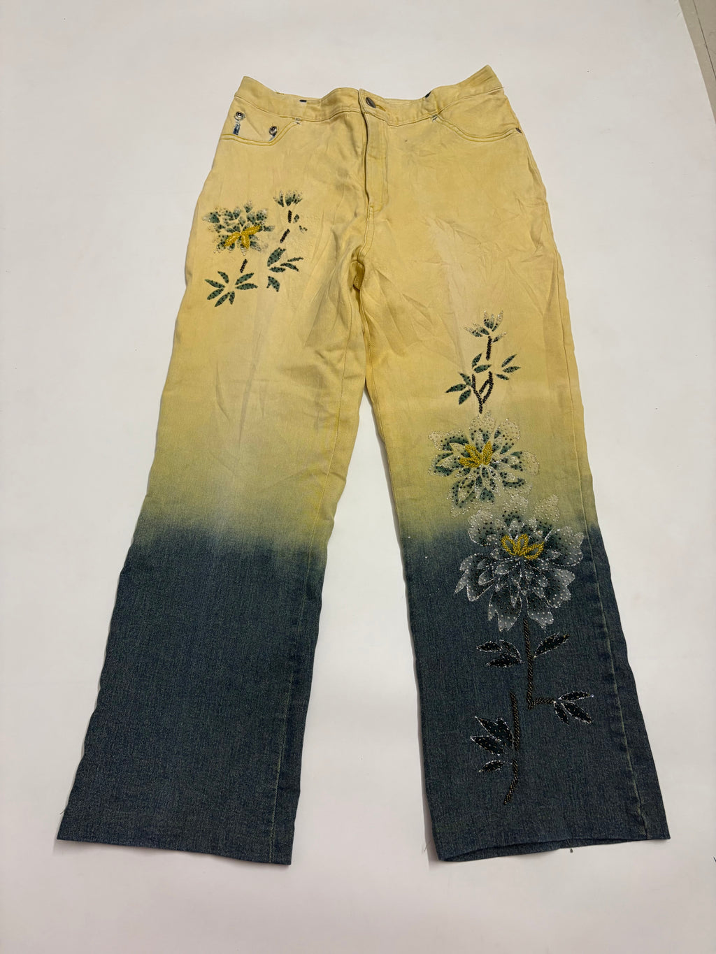 anemia yellow ombré beaded jeans (30inch)