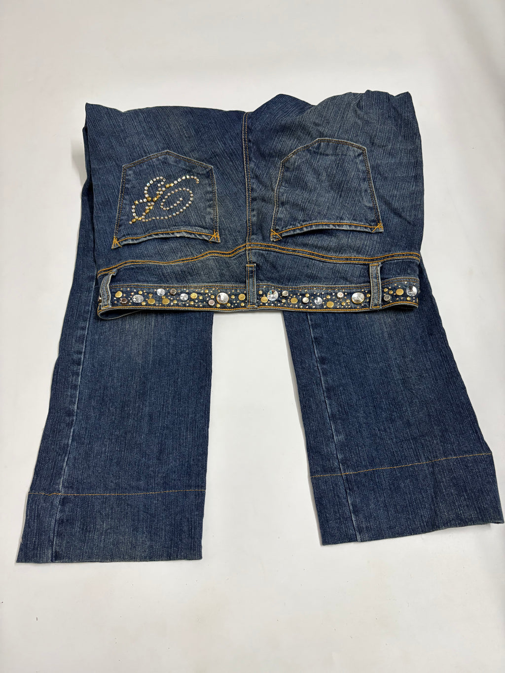 BLUMARINE beaded border low rise jeans(30 inch)