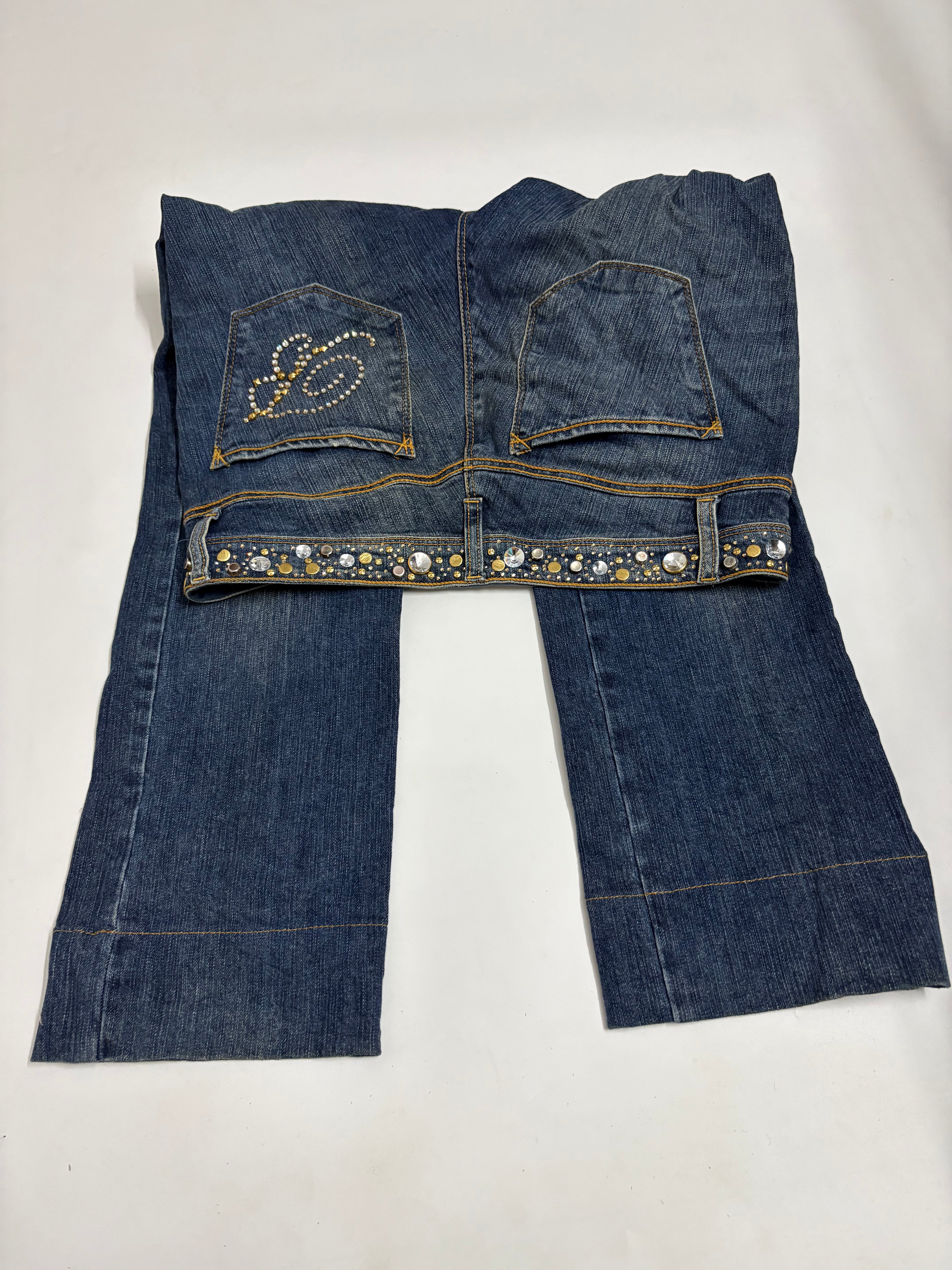 BLUMARINE beaded border low rise jeans(30 inch)