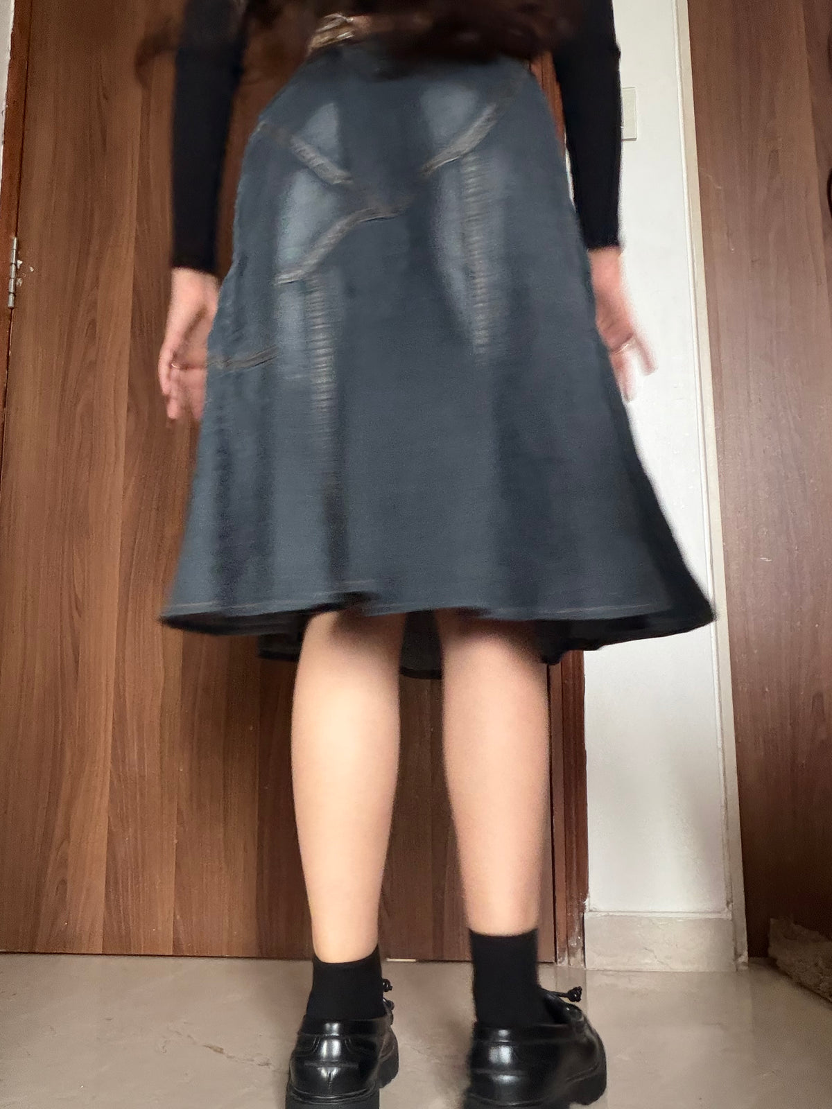 Beaded floral denim skirt(30 inch)