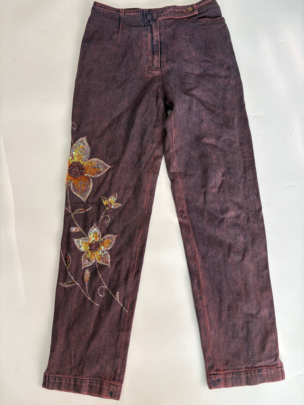 Fans no fence beaded sequin high rise jeans(26 inch)
