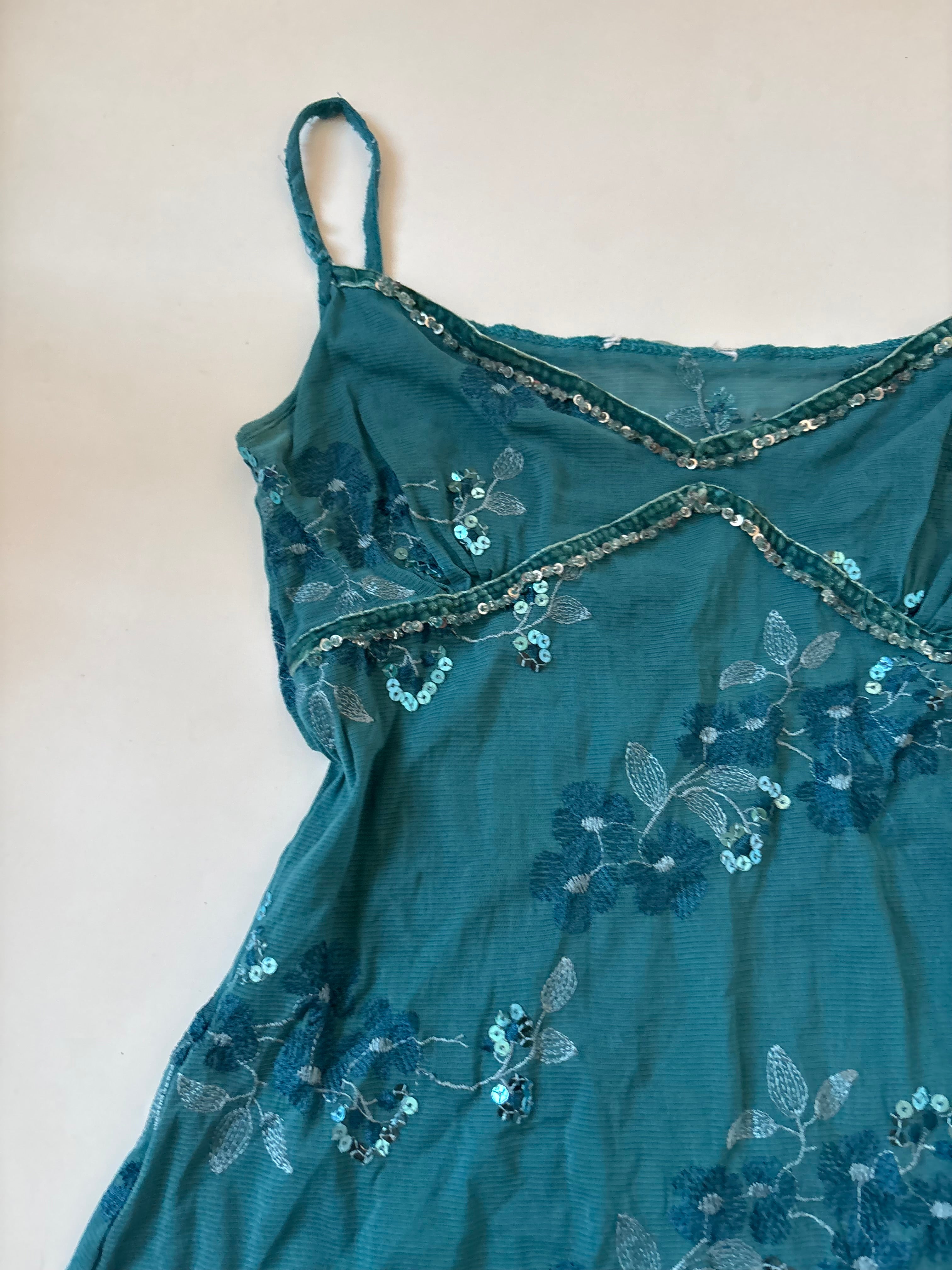 Blue floral beaded top(30-32 inch)