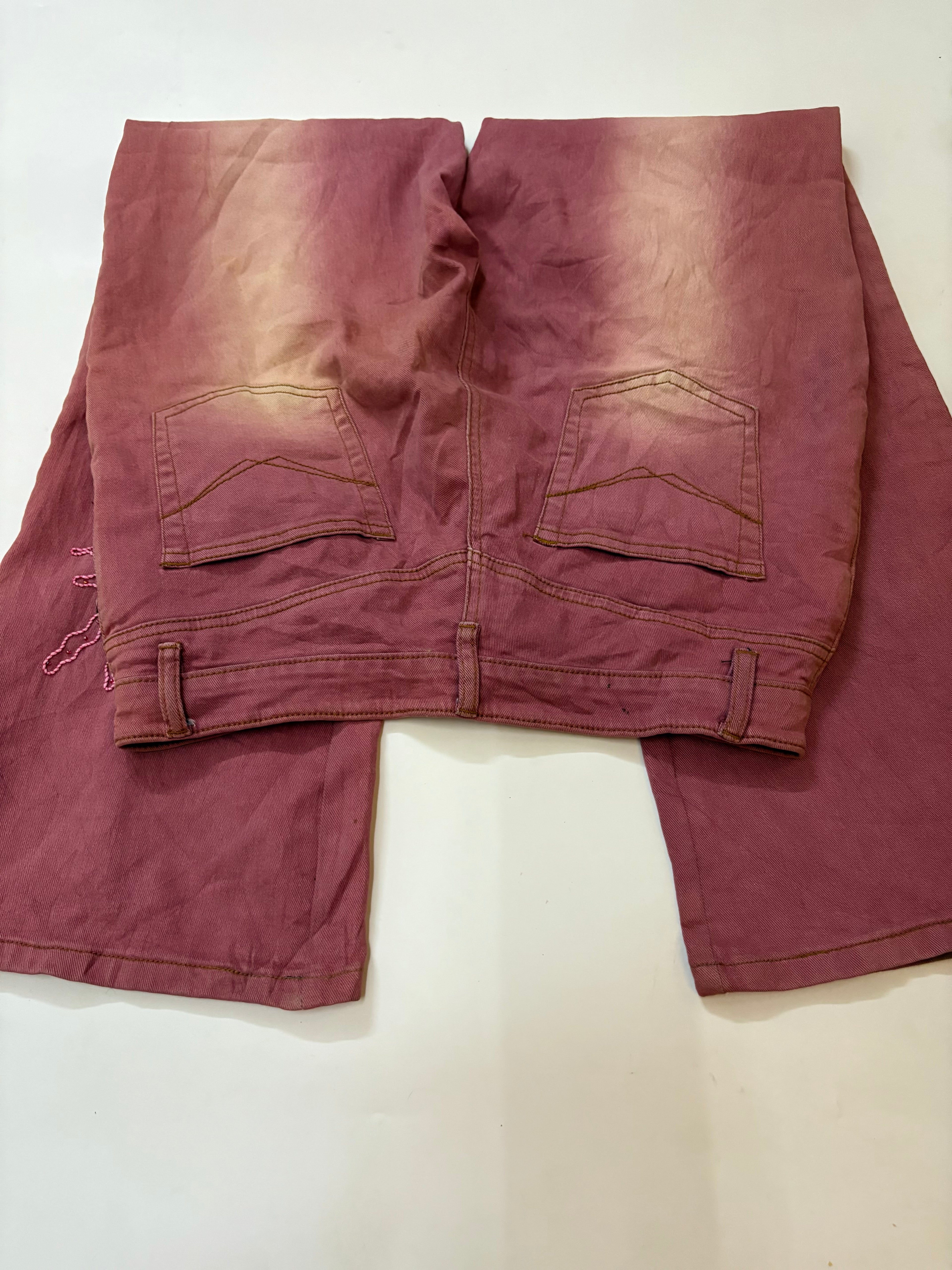 pink beaded mid rise jeans (30inch)