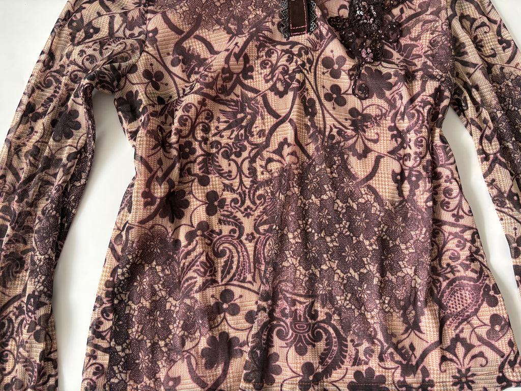 Brown floral net styled top(38-40 inch)