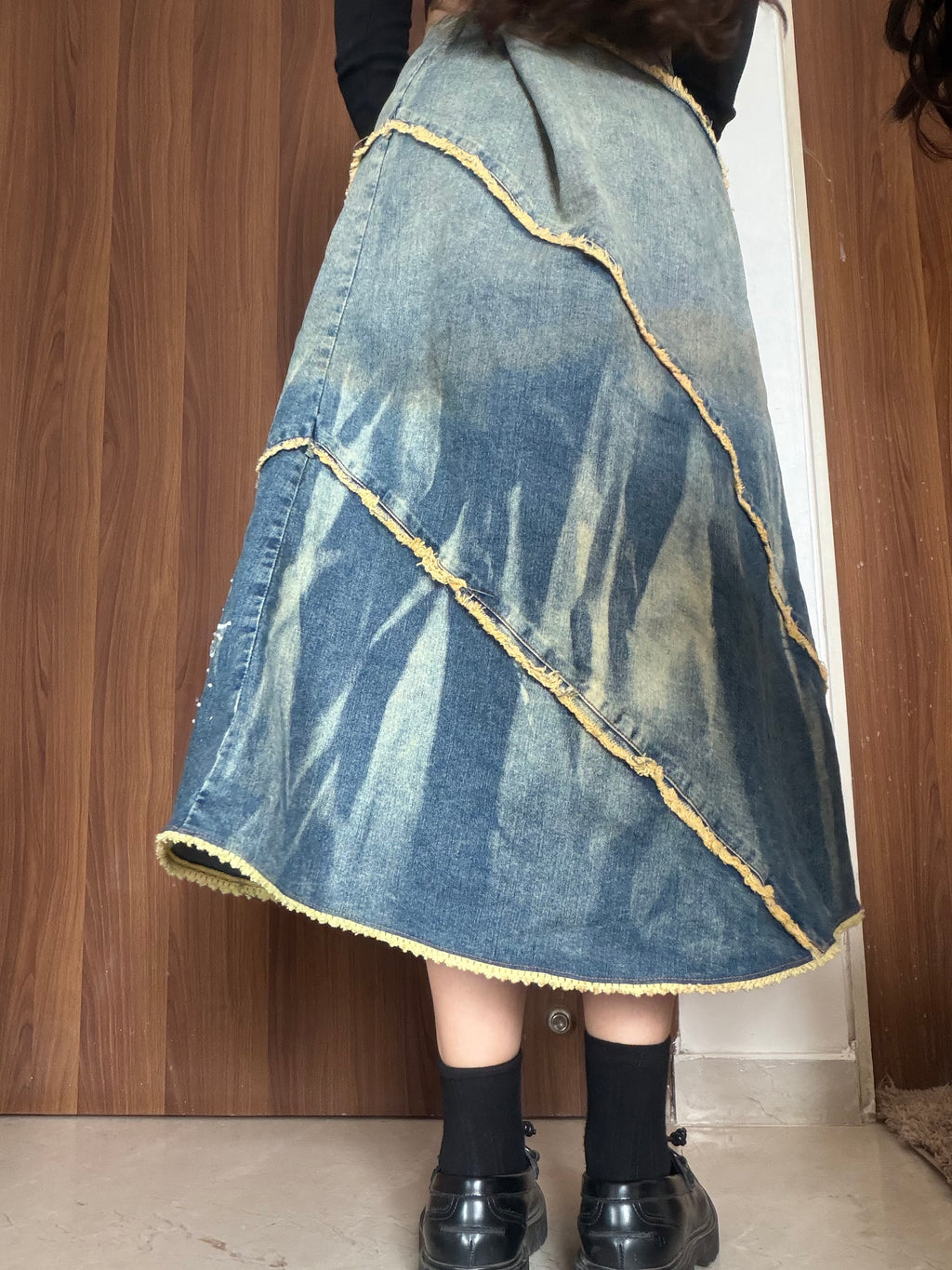 LONGIN floral stripped denim skirt(30 inch)