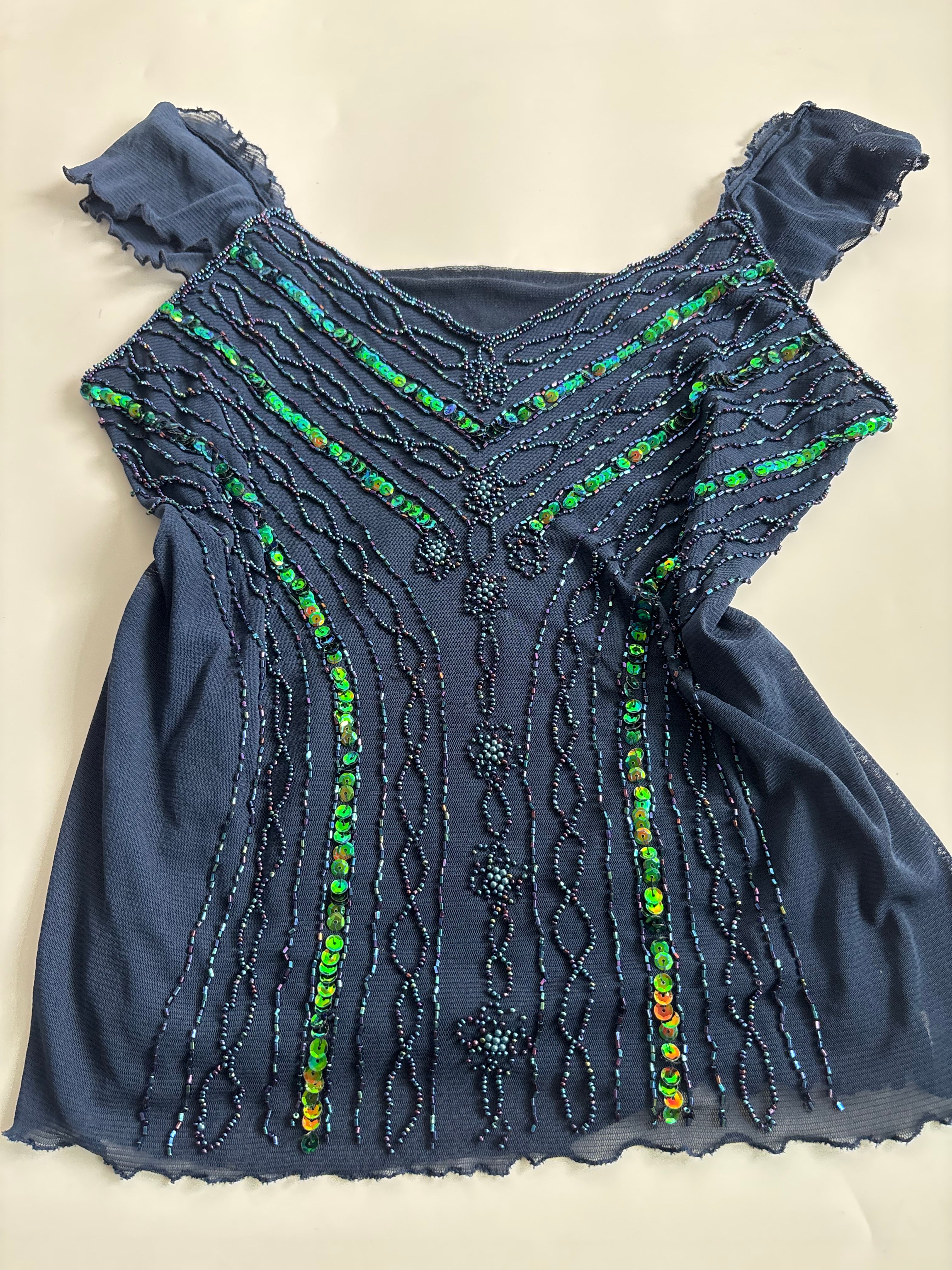 Navy blue beaded top(40-42 inch)