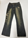 Y2k floral embroided jeans(w-28inch)