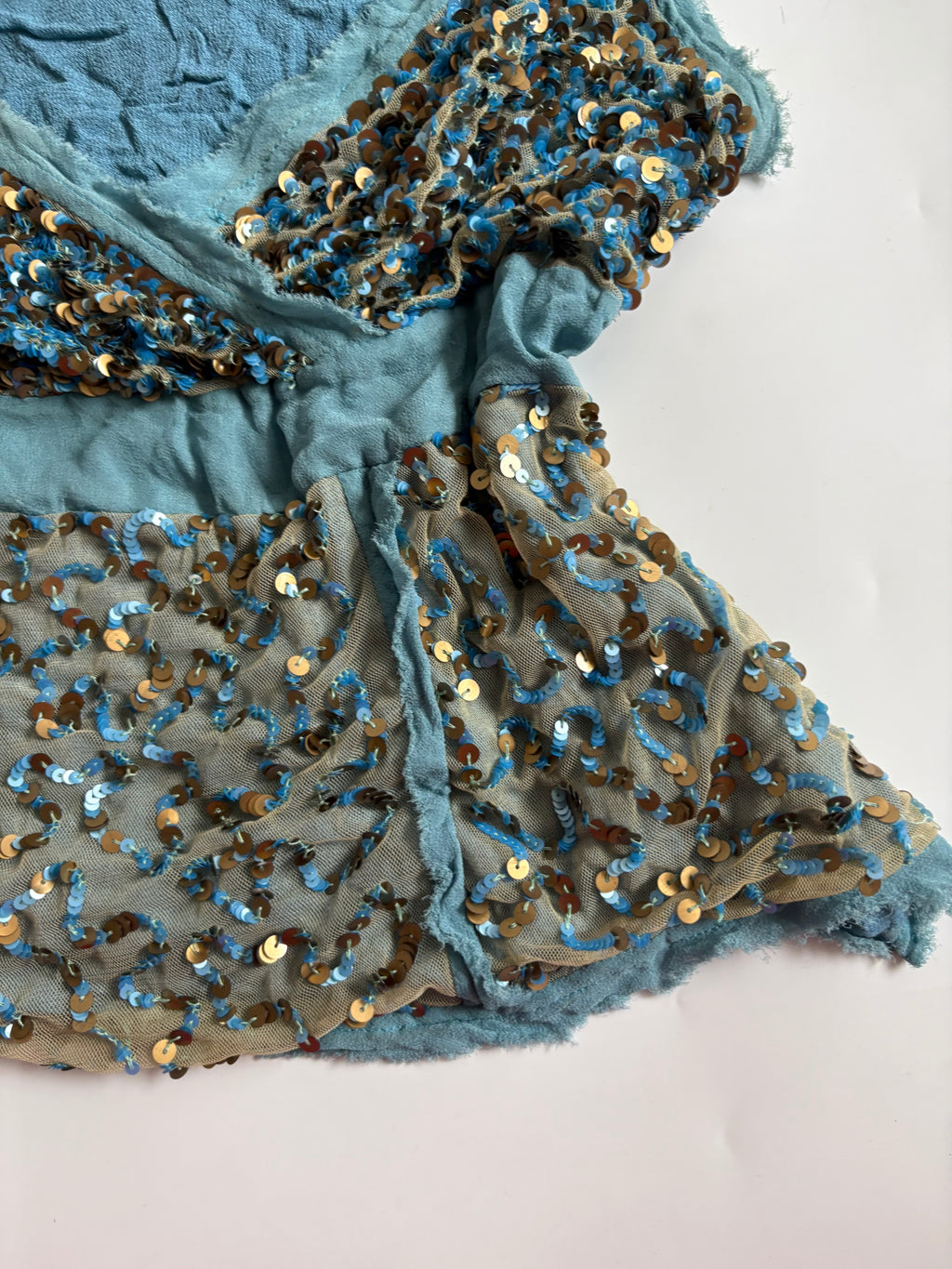 beaded blue cami top (36-38inch)