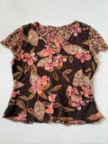 Floral brown top with leopard print(44-48 inch)