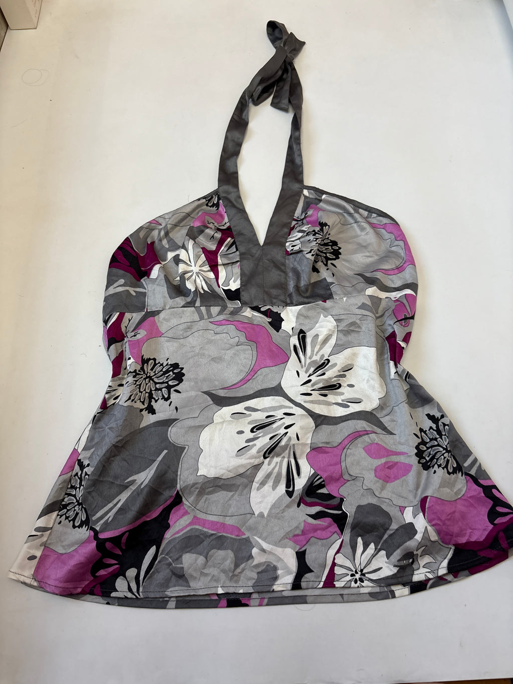Halter grey floral top(38 inch)