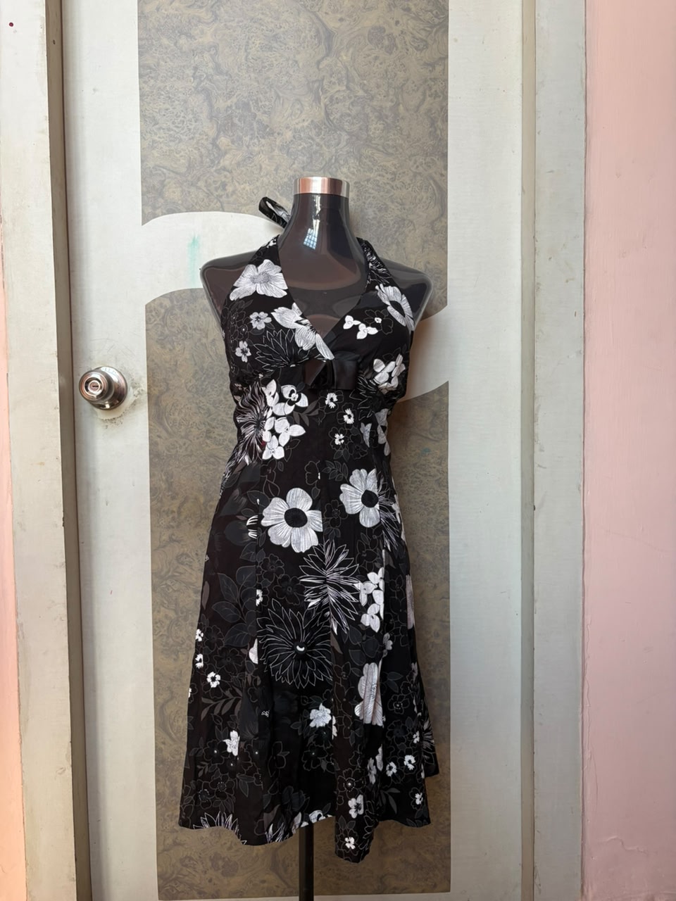 white floral black dress(36 inch)