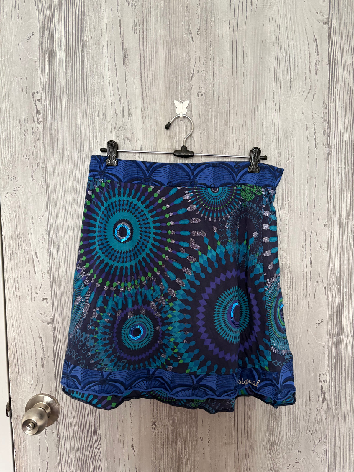 desigual Blue glitter beaded skirt(34 inch)