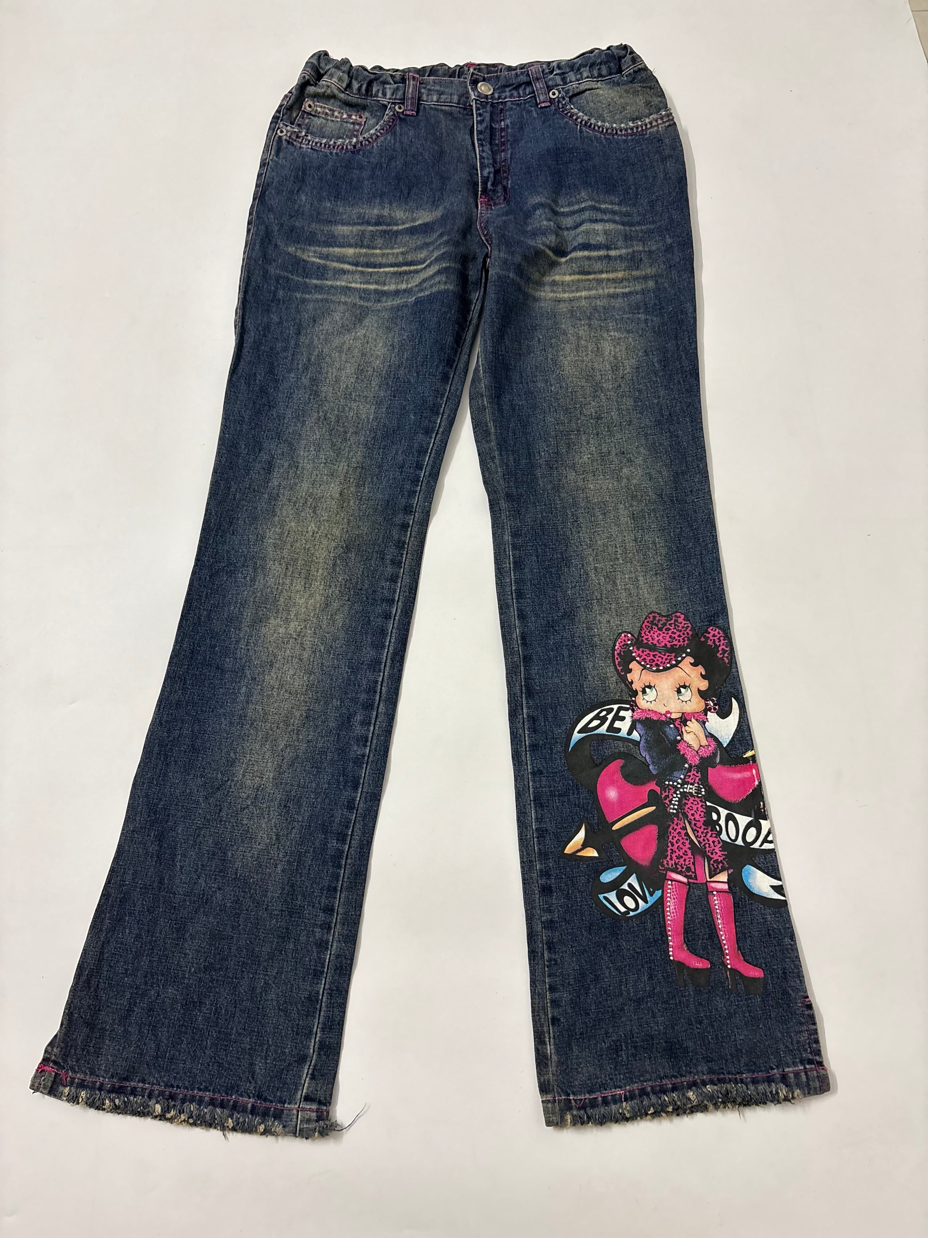 betty boop cowboy low rise flared jeans ( 30inch)