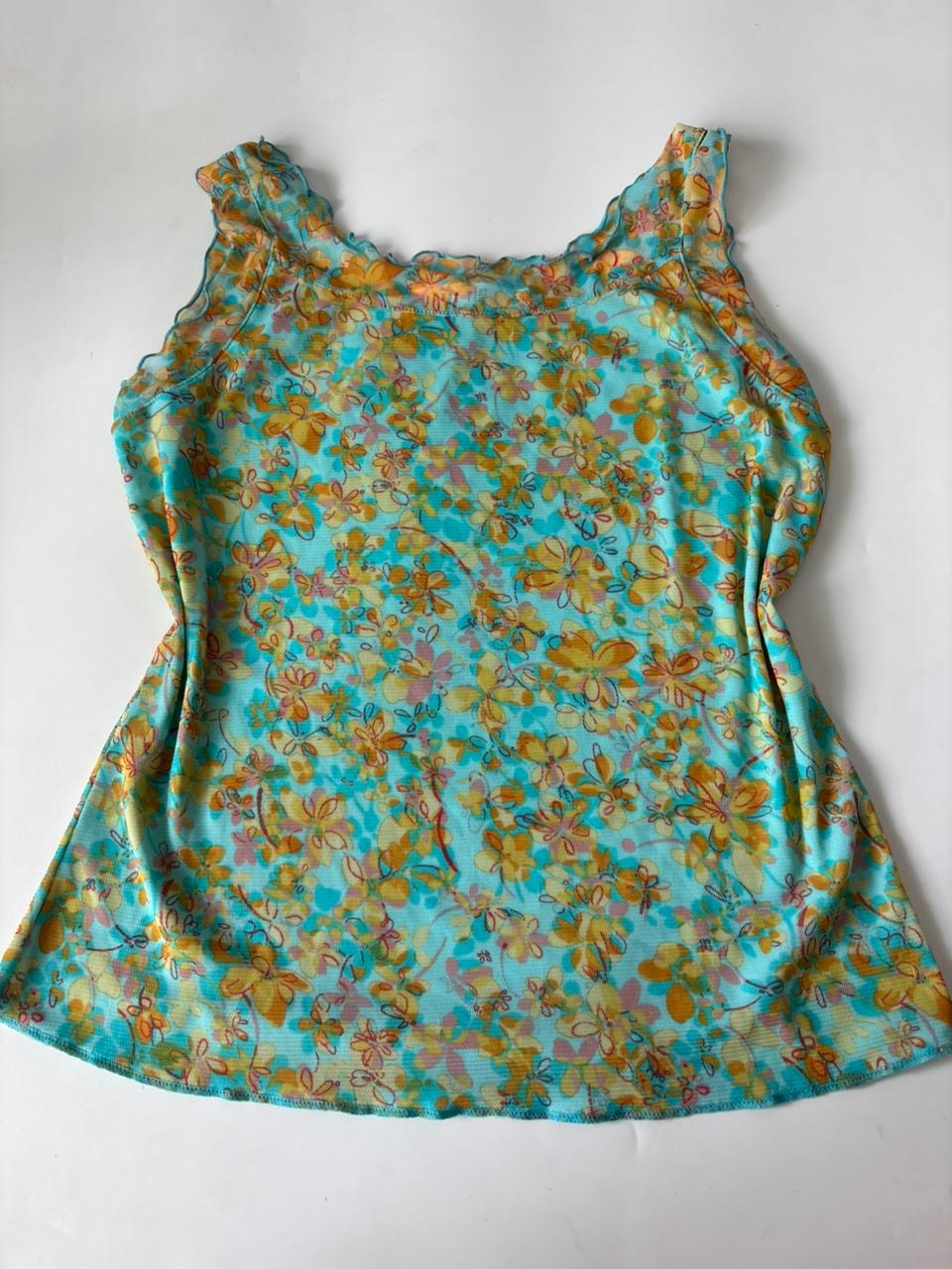 Floral blue/teal top(38-40 inch)