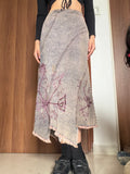 Greyish purple floral beaded denim skirt(30-32 inch)