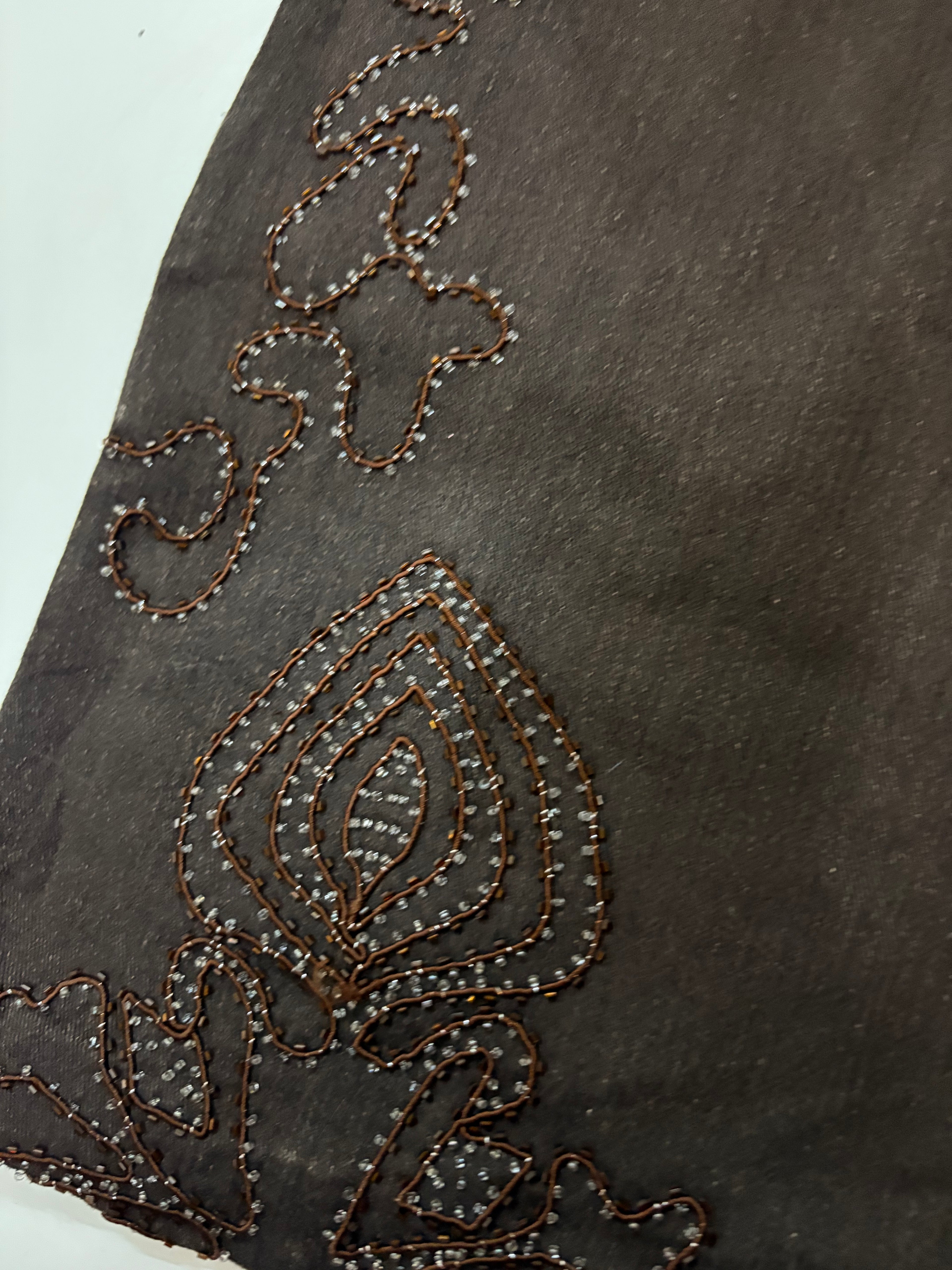 brown beaded low rise  flared jeans ( 32inch)