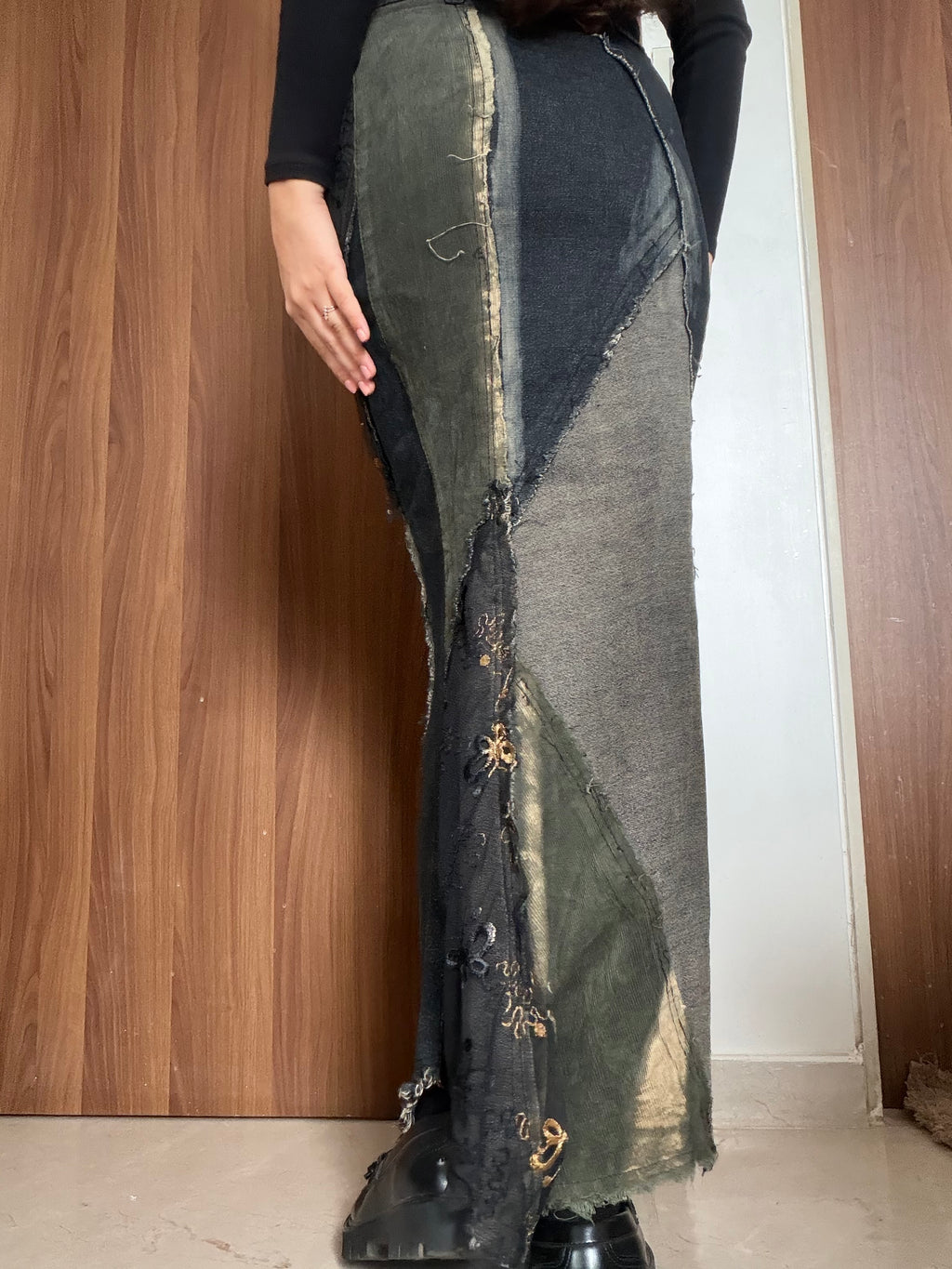 HUA DI net work fish styled denim skirt(26 inch)