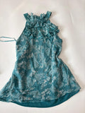 Full cover neck teal top(36-38 inch) 100% silk