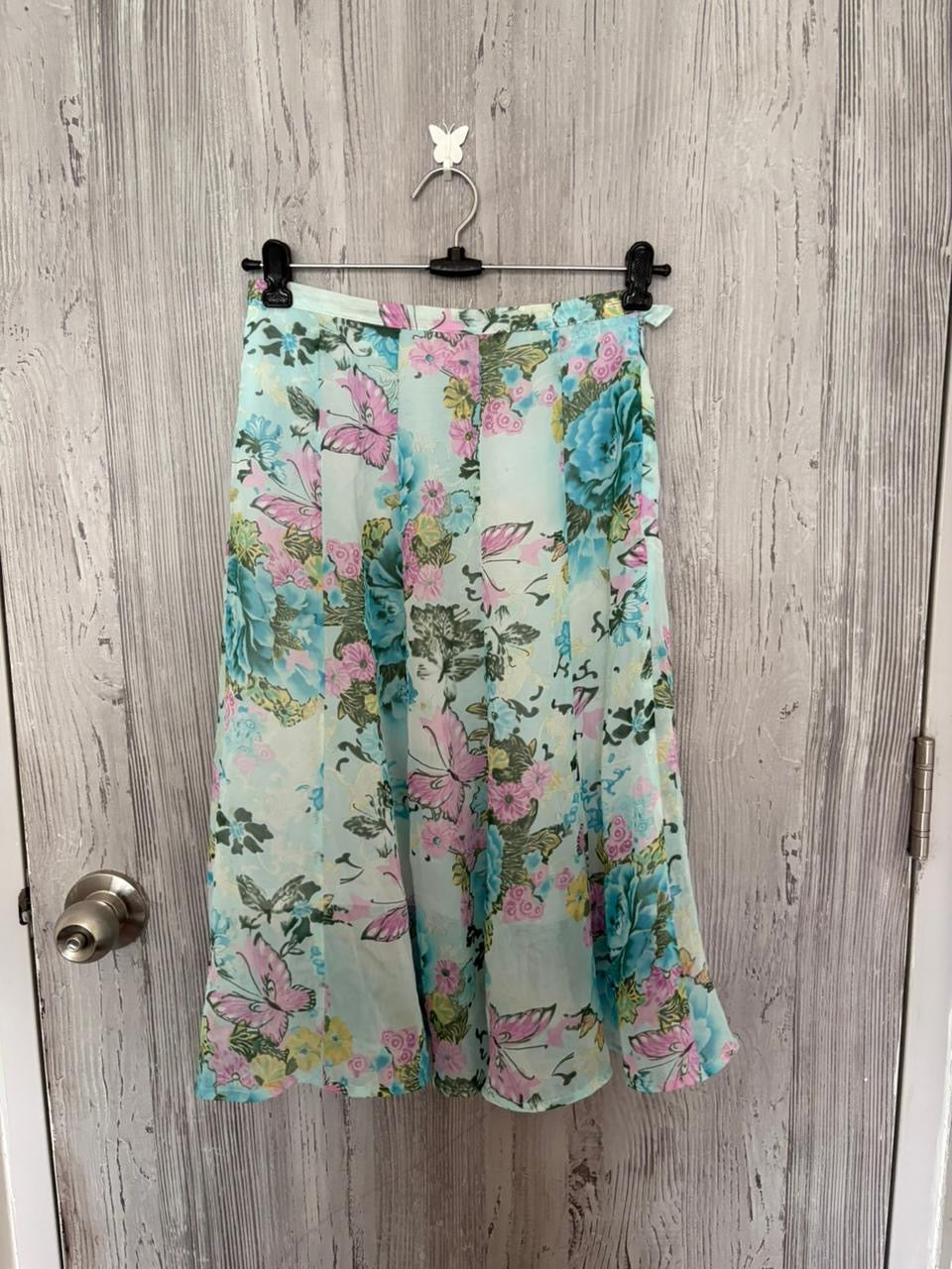 butterfly blue floral skirt (26inch)