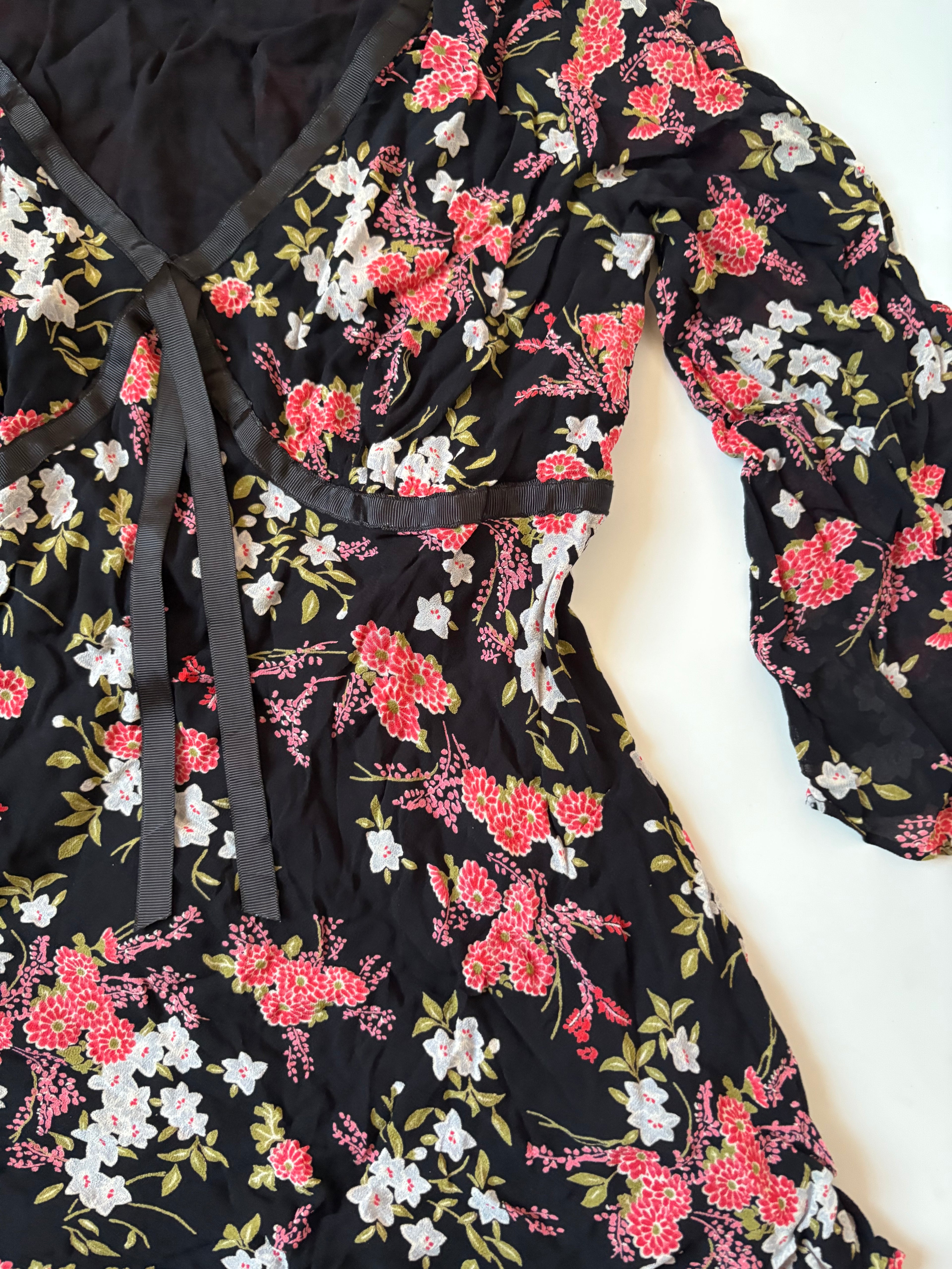 Mimi floral black top(34-40 inch)