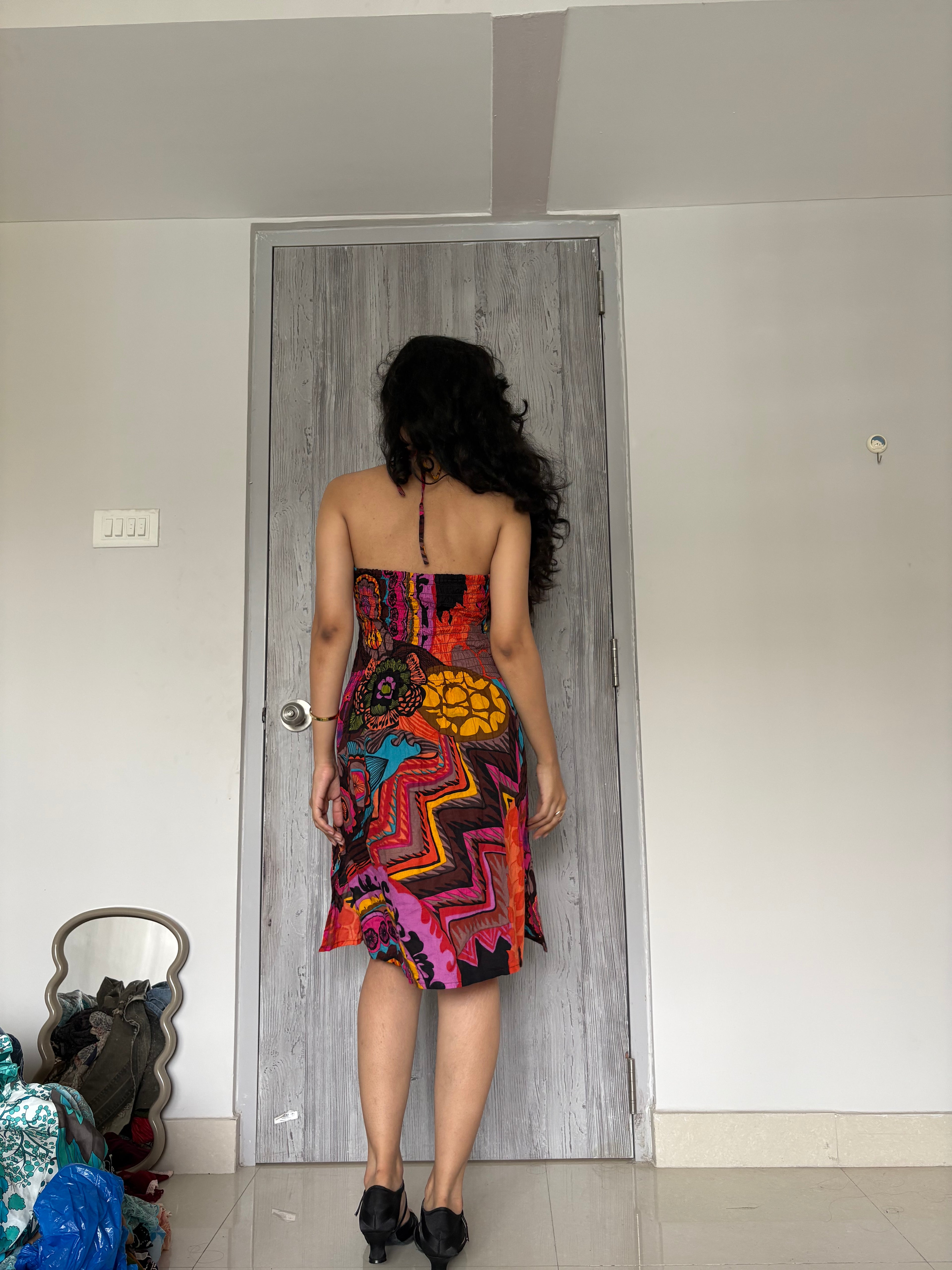 pattern halter neck dress