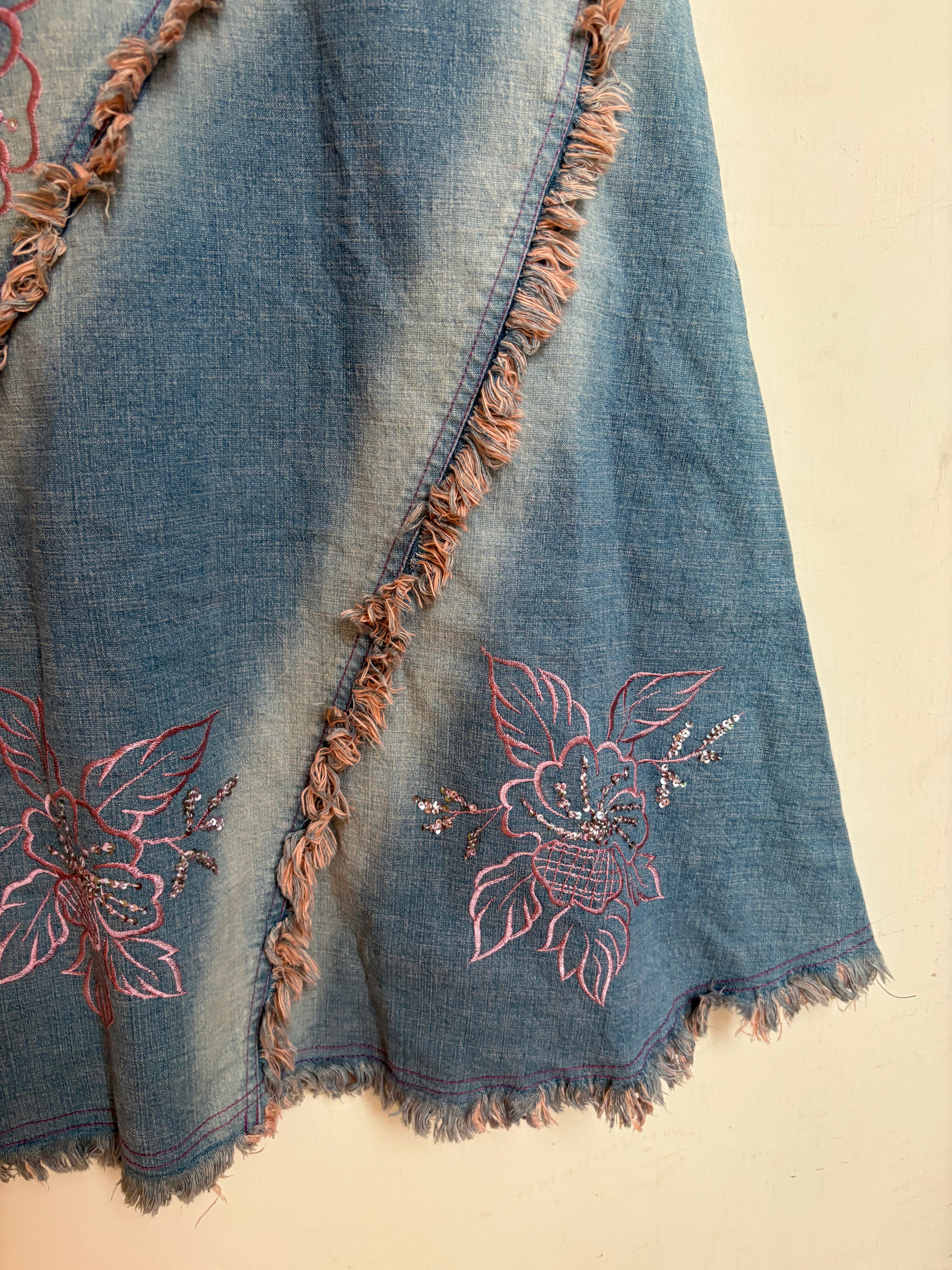 Cotton candy beaded floral midi skirt(28 inch)