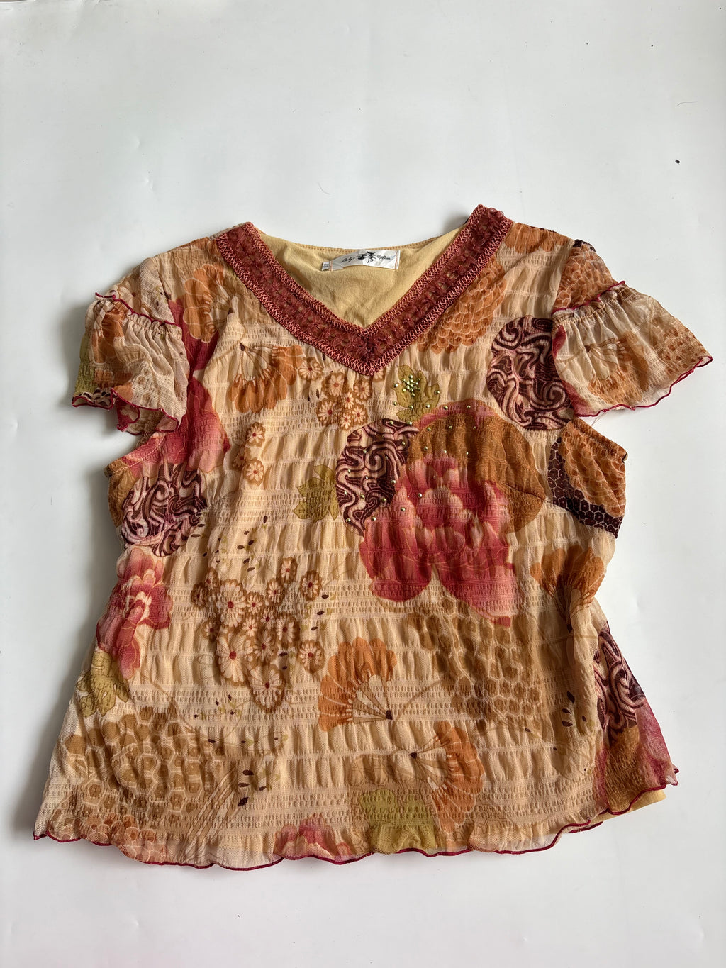 LADYS KLEAR brown floral top(38-40 inch)